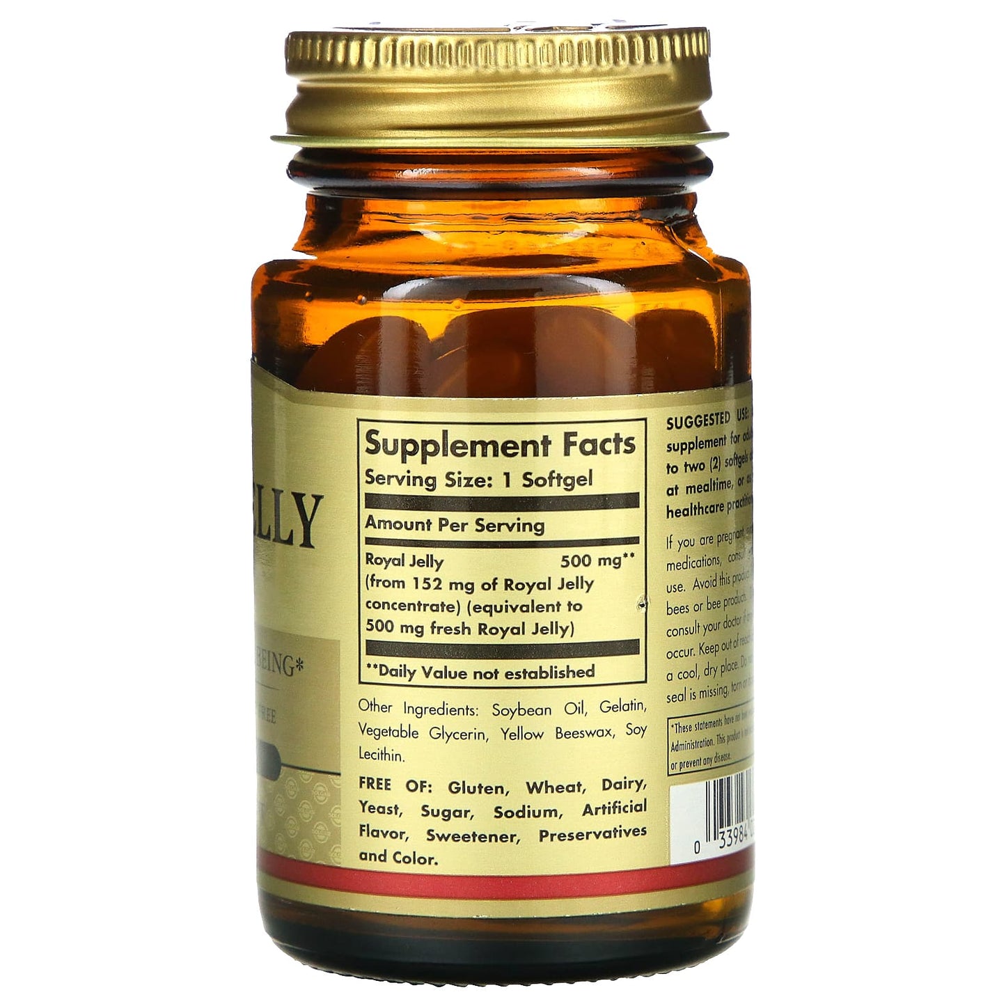 Solgar, Royal Jelly 500, 60 Softgels UPC 033984024311 | HiLife Vitamins