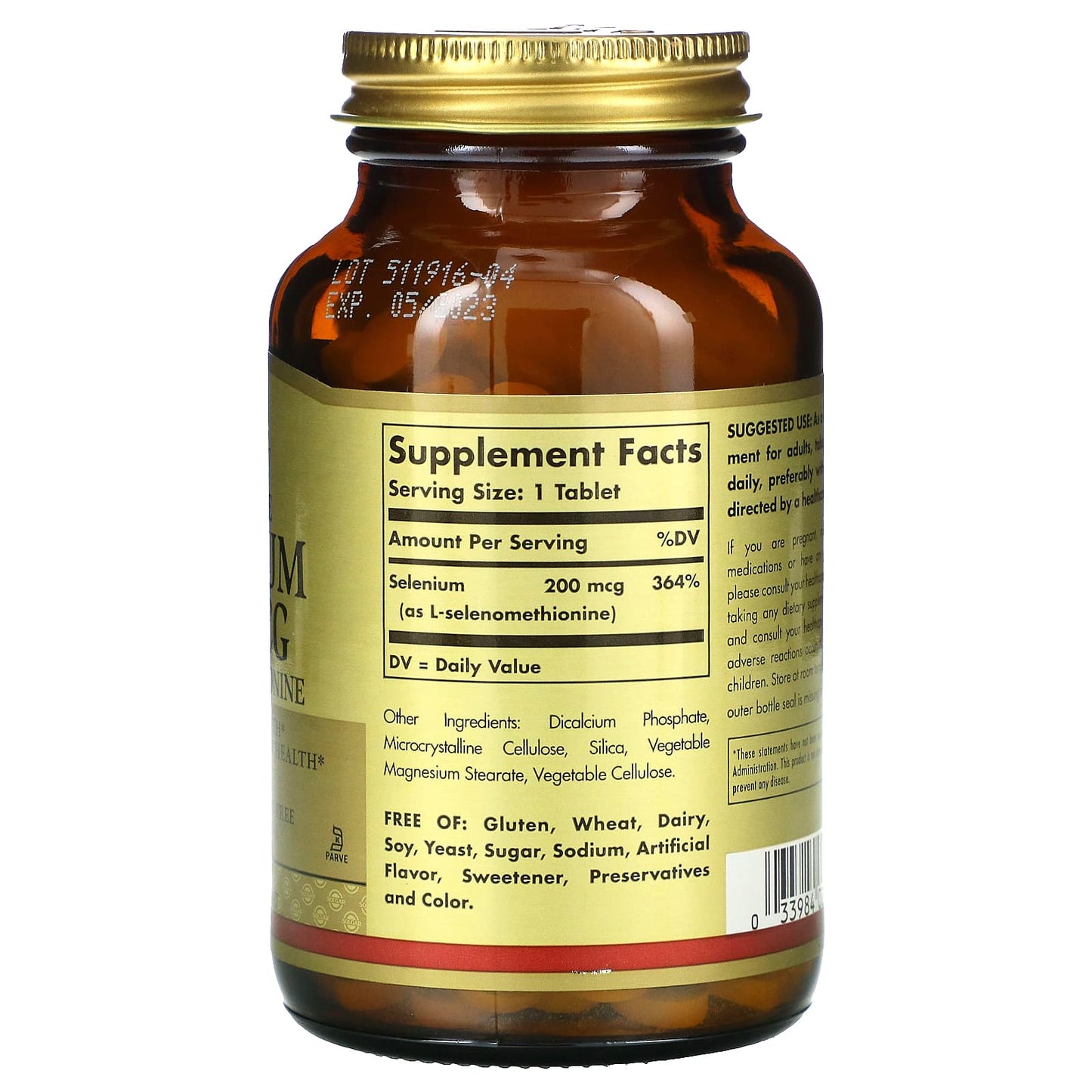 Solgar, Selenium Yeast-Free 200 mcg, 250 Tablets UPC 033984025585 | HiLife Vitamins