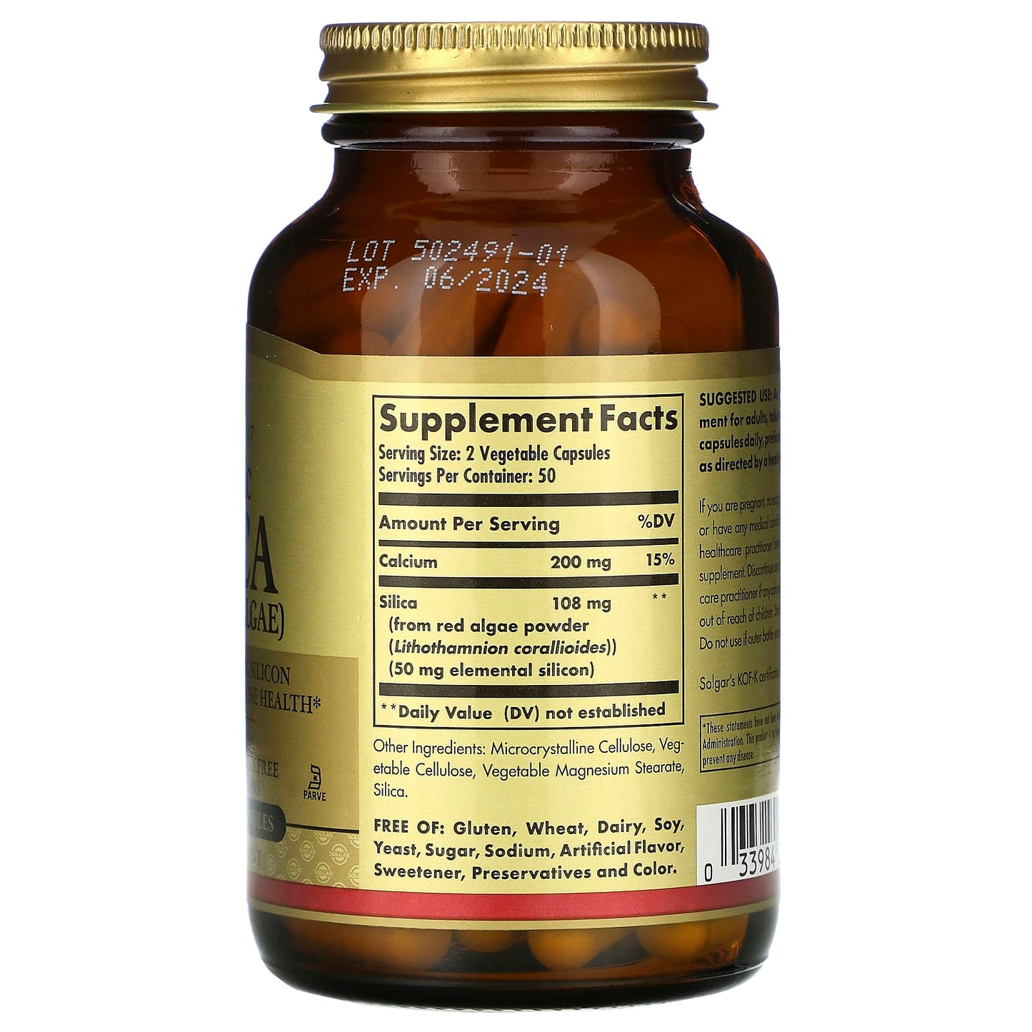 Solgar, Oceanic Silica 25 mg, 100 Vegetable Capsules UPC 033984025714 | HiLife Vitamins