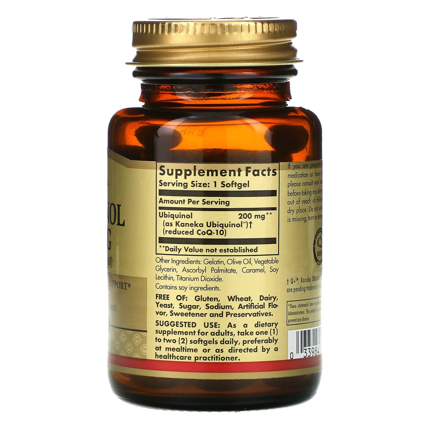 Solgar, Ubiquinol Coenzyme Q10 200 mg, 30 Softgels UPC 033984026421 | HiLife Vitamins