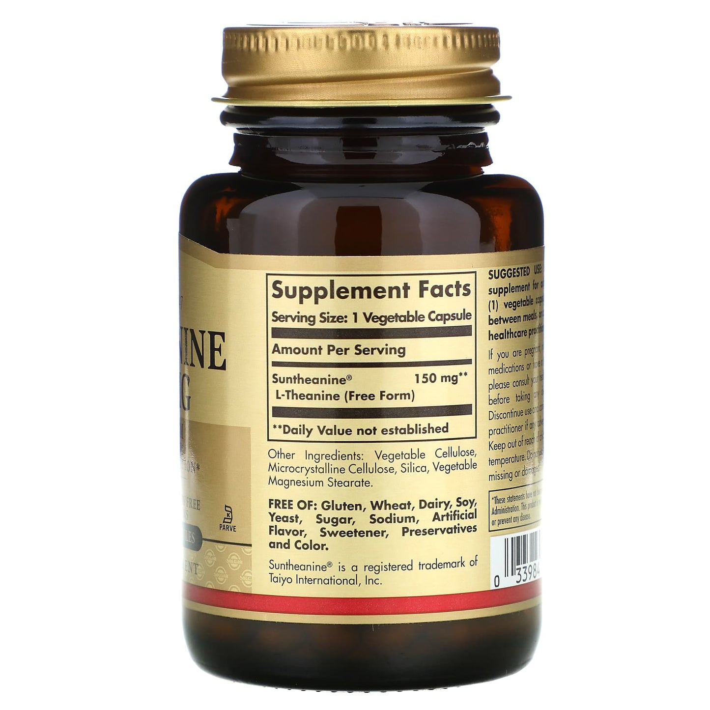 Solgar, L-Theanine 150 mg, 60 Vegetable Capsules UPC 033984027060 | HiLife Vitamins