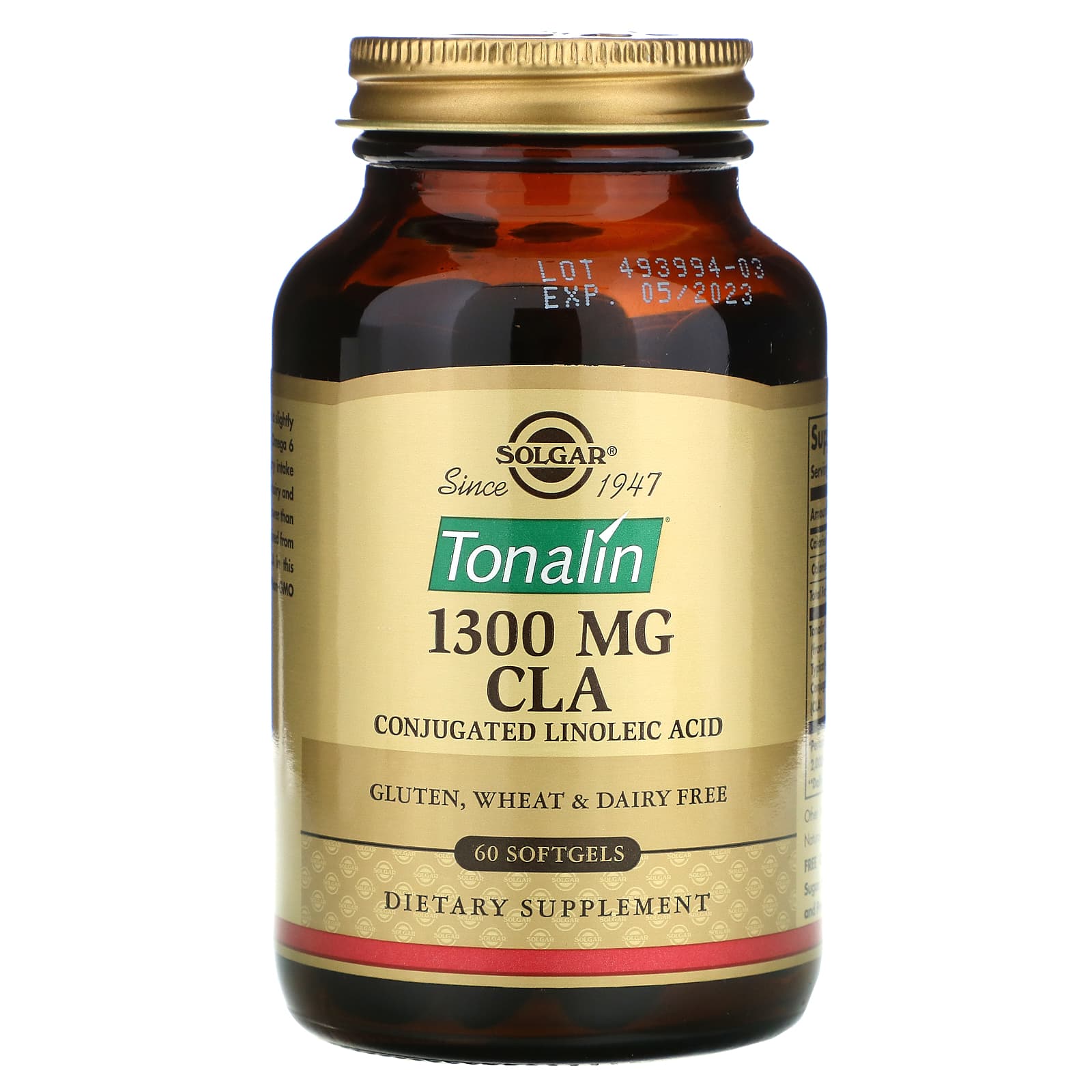 Solgar, Tonalin Cla 1300 mg, 60 Softgels UPC 033984027145 | HiLife Vitamins