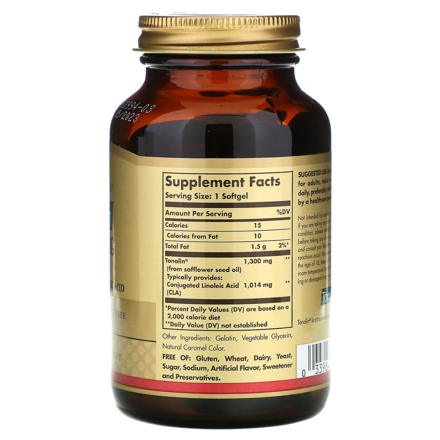 Solgar, Tonalin Cla 1300 mg, 60 Softgels UPC 033984027145 | HiLife Vitamins