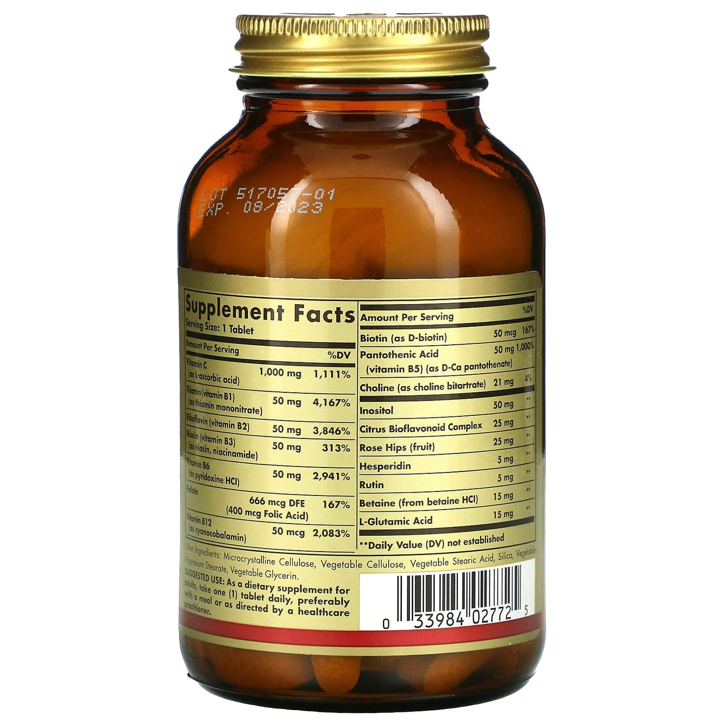 Solgar, Ultimate B+C Complex, 90 Tablets UPC 033984027725 | HiLife Vitamins