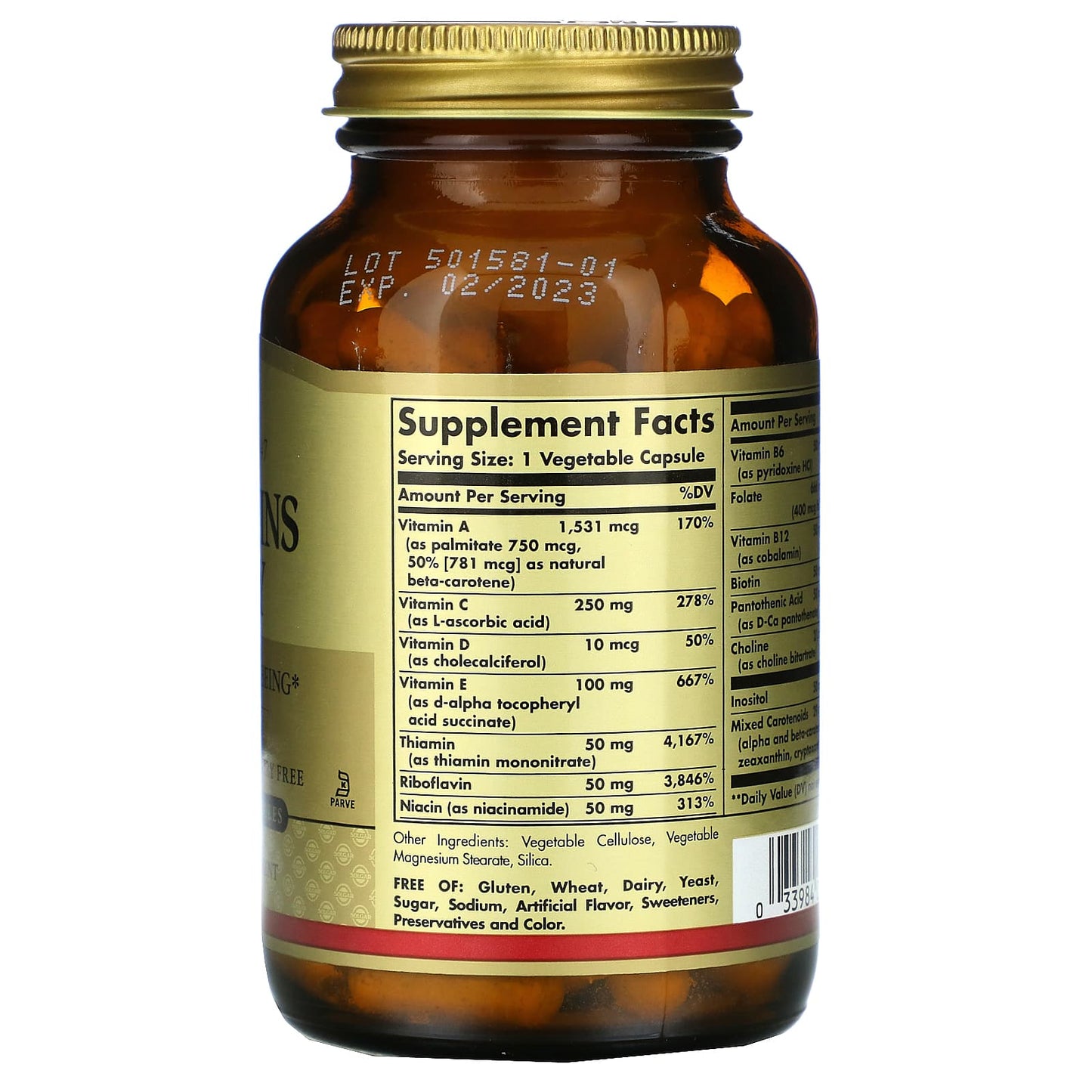 Solgar, Vitamins Only, 90 Vegetable Capsules UPC 033984028128 | HiLife Vitamins