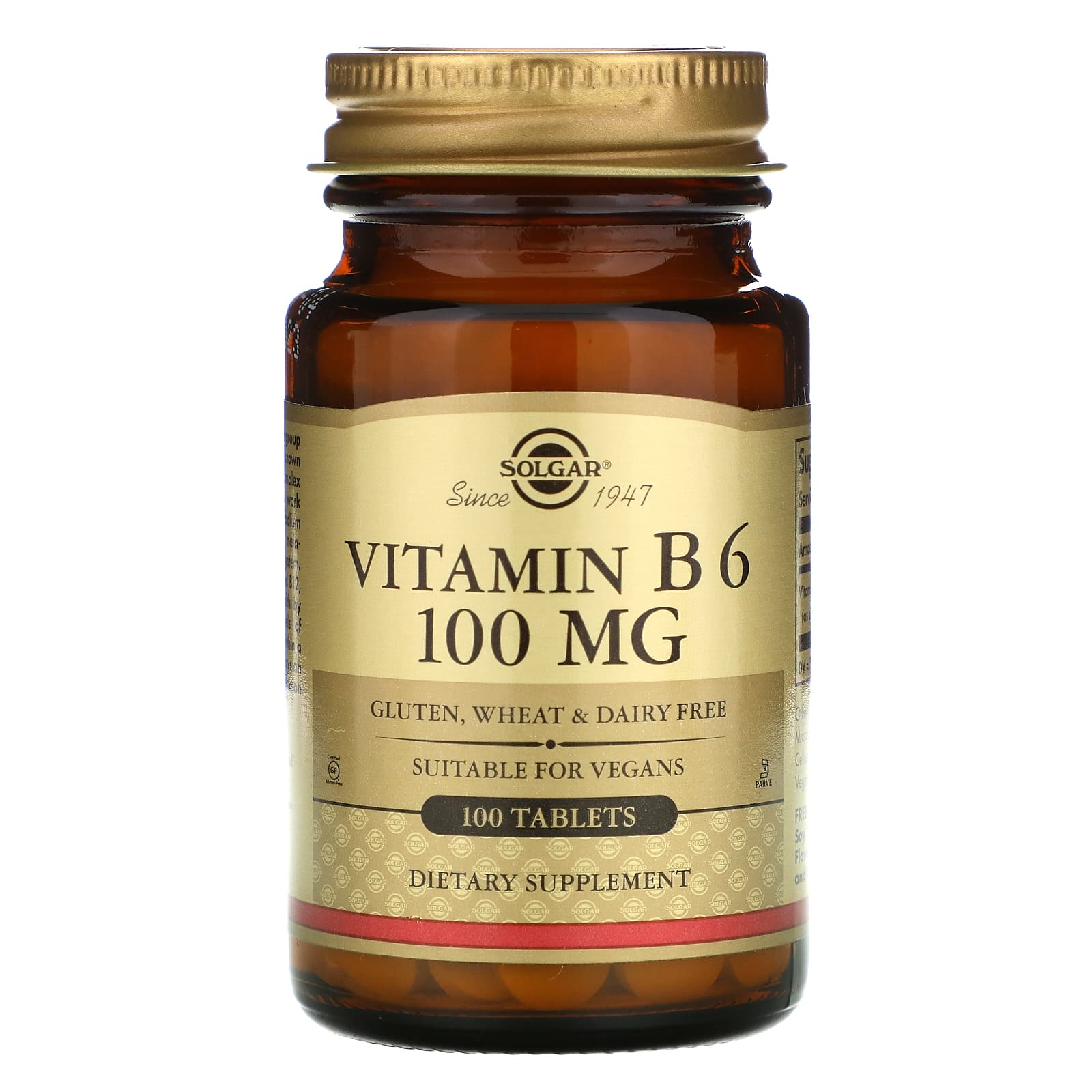 Solgar, Vitamin B6, 100 mg, 100 Tablets UPC 033984031203 | HiLife Vitamins