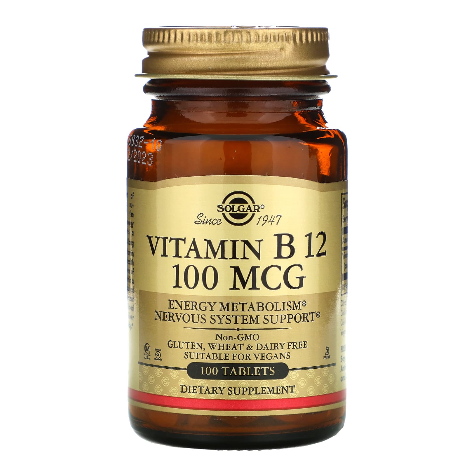 Solgar, Vitamin B-12 100 Mcg, 100 Tablets UPC 033984031807 | HiLife Vitamins