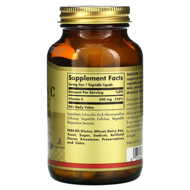 Solgar, Vitamin C 500 mg, 100 Vegetable Capsules UPC 033984032606 | HiLife Vitamins