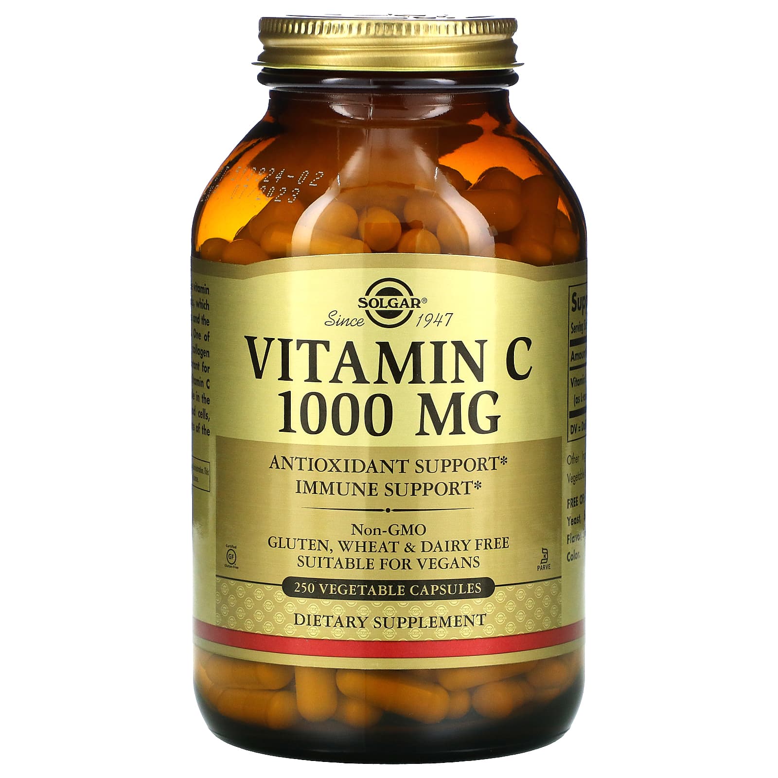 Solgar, Vitamin C, 1,000 mg, 250 Vegetable Capsules UPC 033984032811 | HiLife Vitamins
