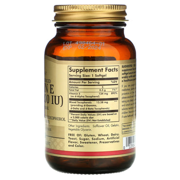 Solgar, Vitamin E 200 IU Mixed, 100 Softgels UPC 033984035010 | HiLife Vitamins