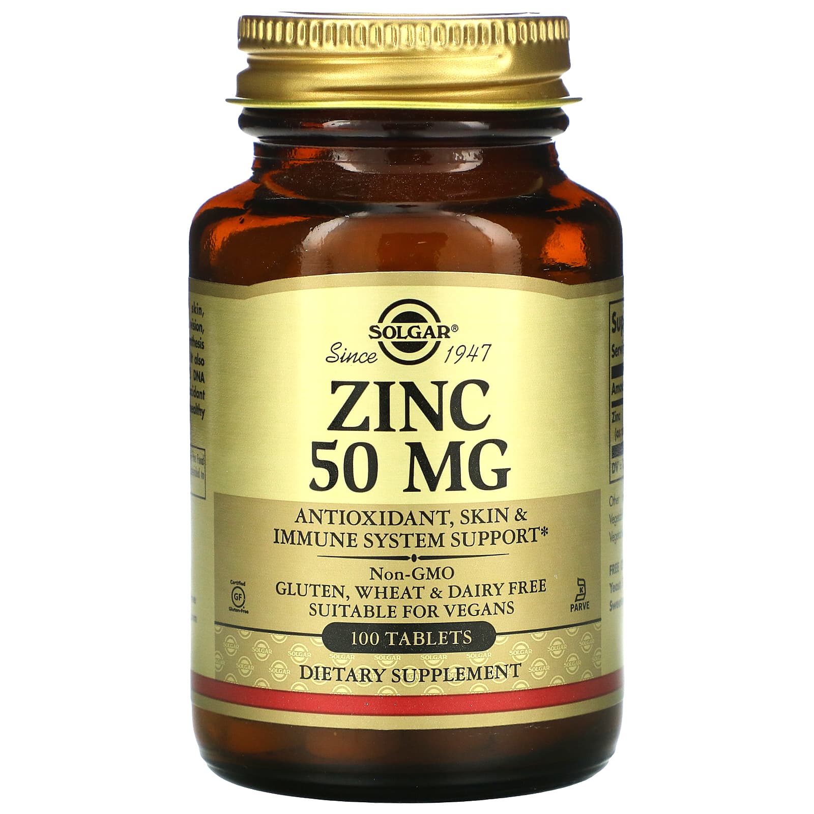 Solgar, Zinc, 50 mg, 100 Tablets UPC 033984037205 | HiLife Vitamins