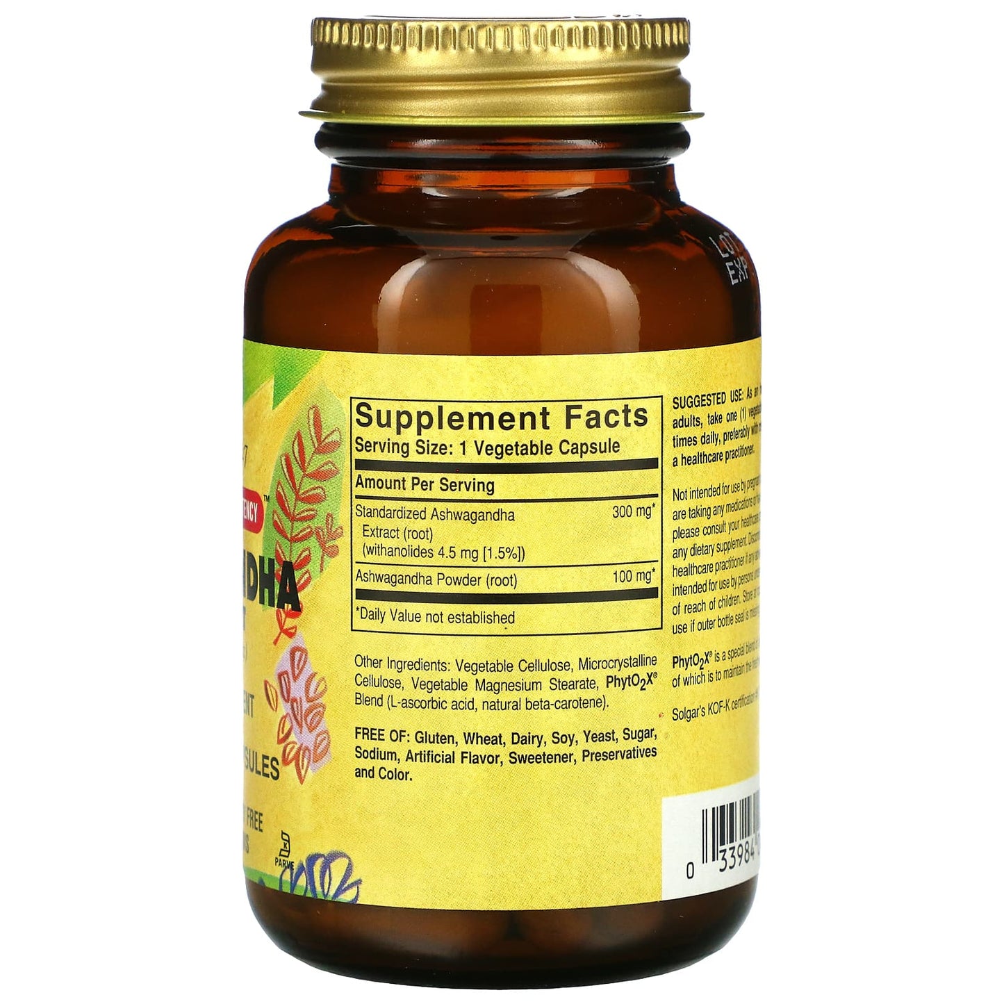 Solgar, Sfp Ashwagandha Root Ext. Vc, 60 Softgels UPC 033984041042 | HiLife Vitamins