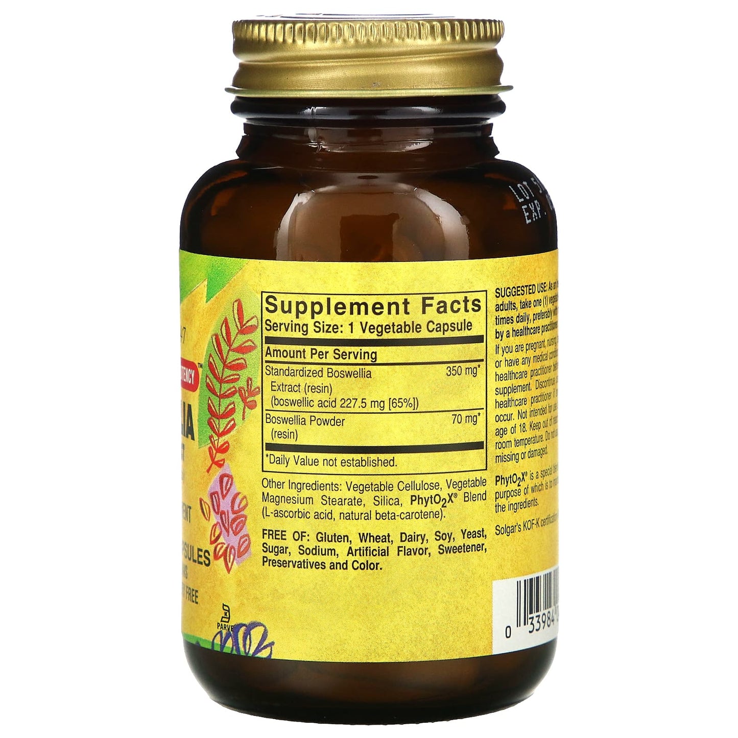 Solgar, Sfp Boswellia Resin Ext, 60 Vegetable Capsules UPC 033984041141 | HiLife Vitamins