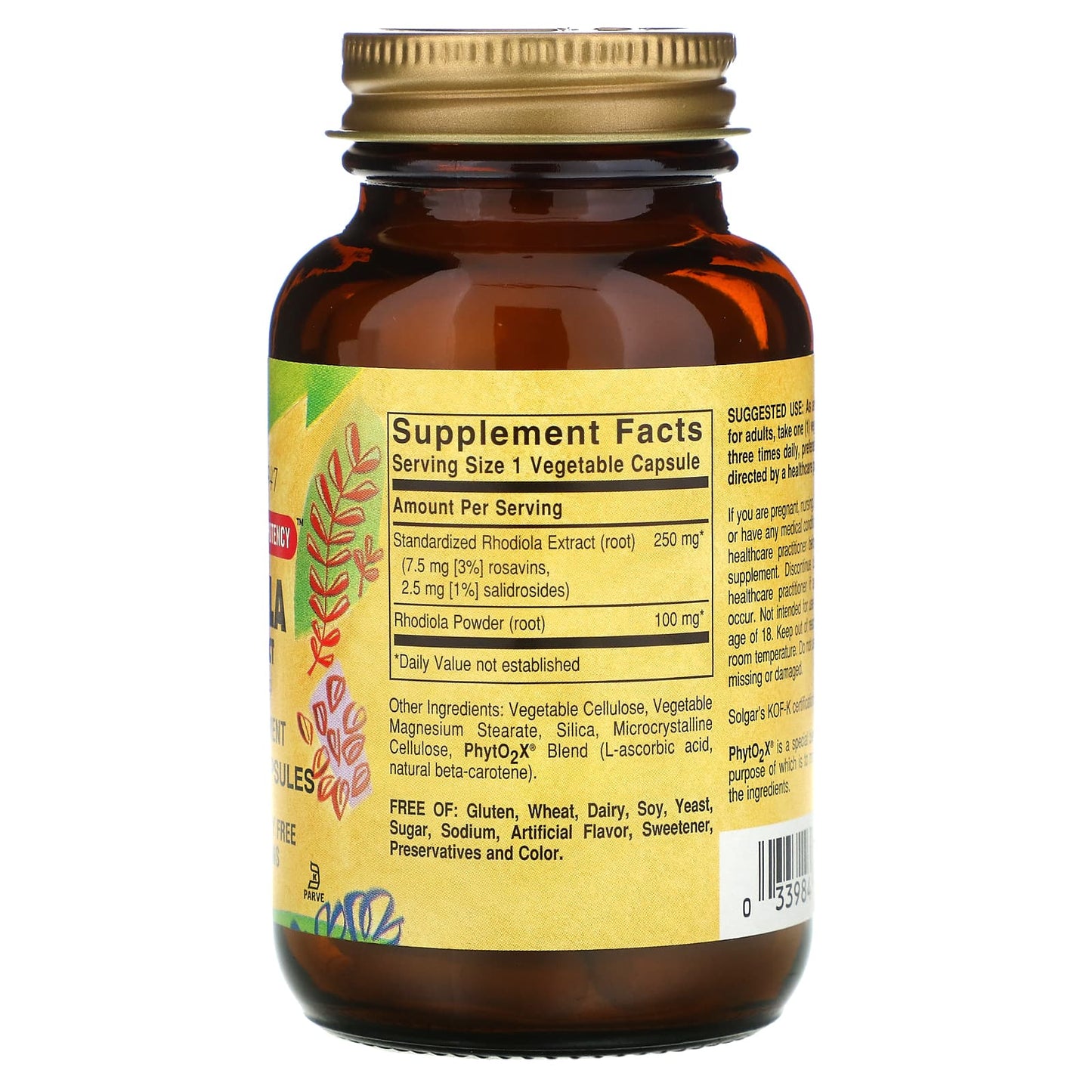 Solgar, Sfp Rhodiola Rosea Extract Vegicap, 60 Vegetable Capsules UPC 033984041394 | HiLife Vitamins