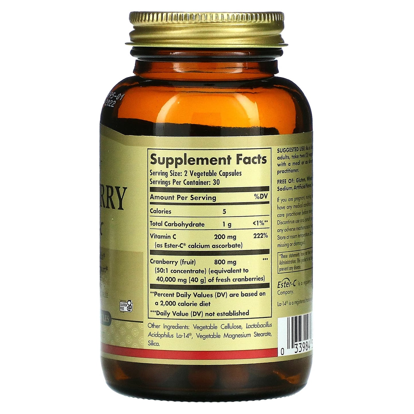 Solgar, Cran Flora With Probiotics Plus Ester-C, 60 Vegetable Capsules UPC 033984314054 | HiLife Vitamins