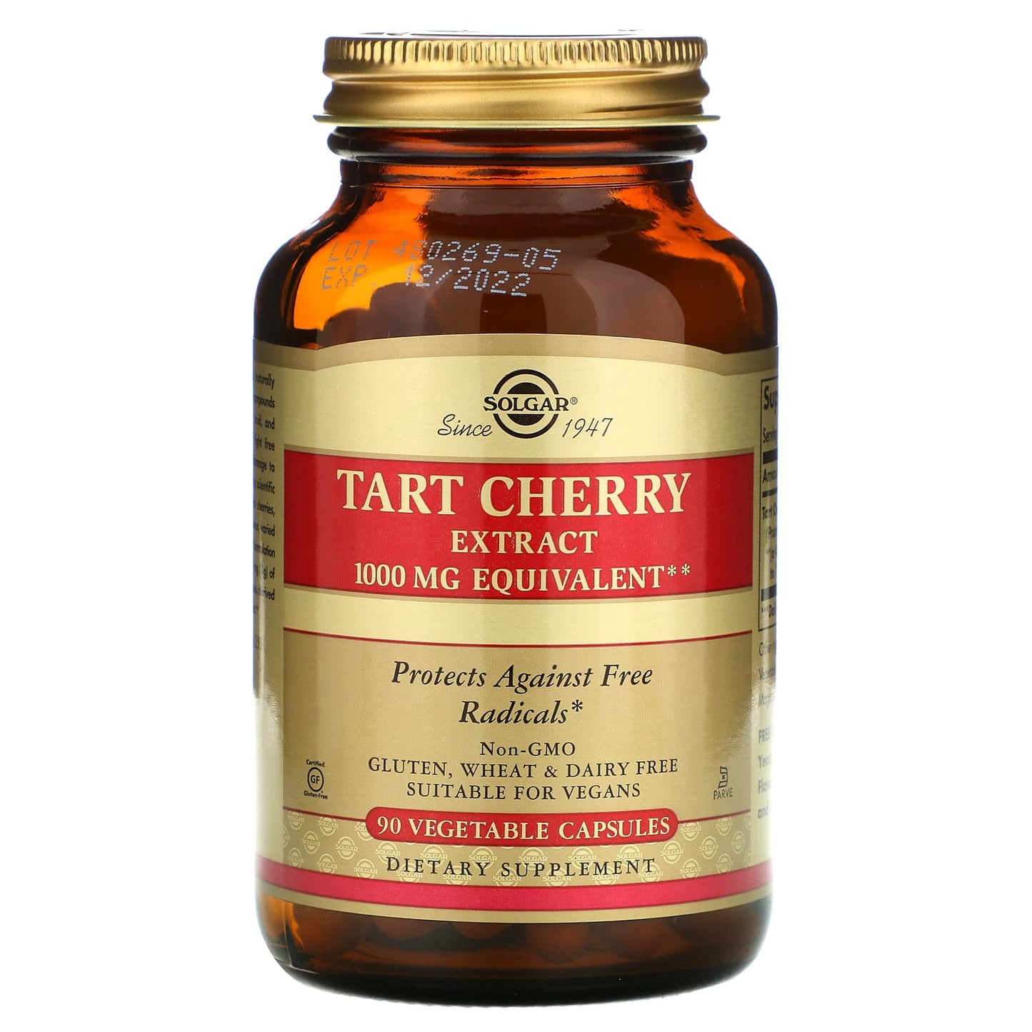 Solgar, Tart Cherry 1000 mg, 90 Vegetable Capsules UPC 033984315495 | HiLife Vitamins