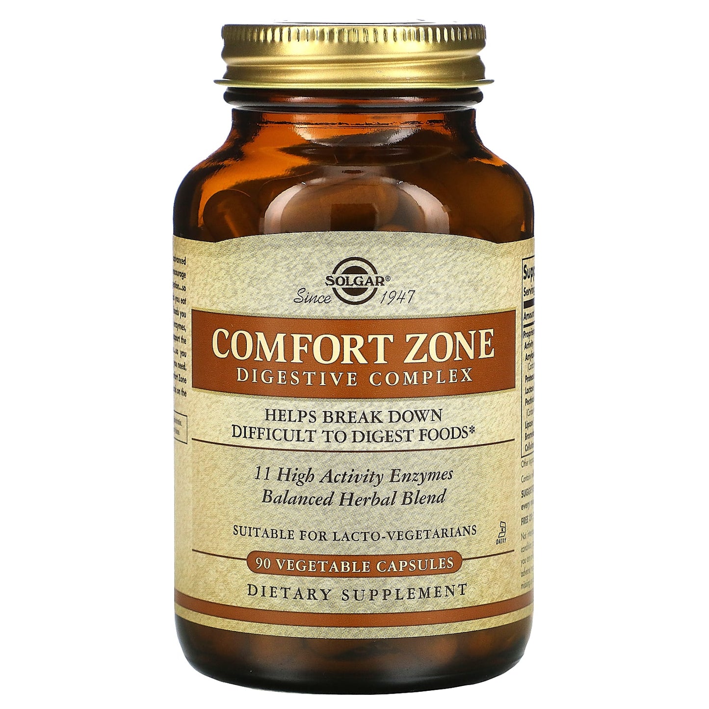 Solgar, Comfort Zone Digestive Complex, 90 Vegetable Capsules UPC 033984512993 | HiLife Vitamins