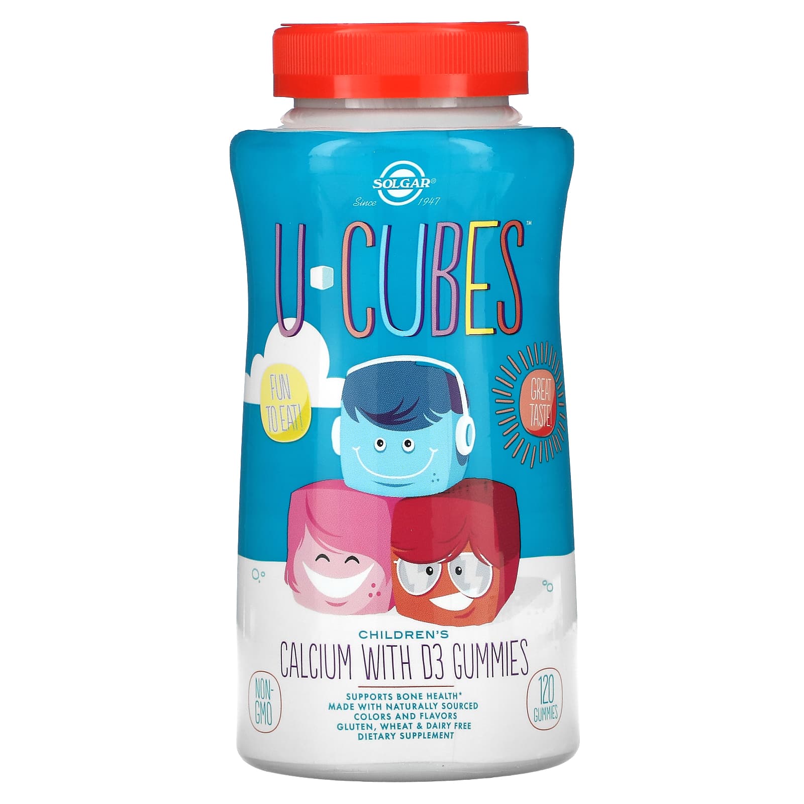 Solgar, Children's Calcium With D3 Gummies, 120 U-Cube UPC 033984576001 | HiLife Vitamins