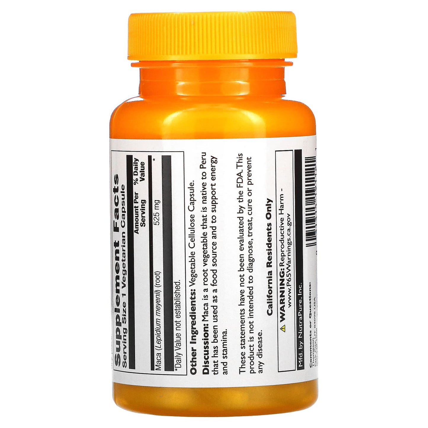 Thompson, Maca 525 mg, 60 Capsules UPC 031315191121 | HiLife Vitamins