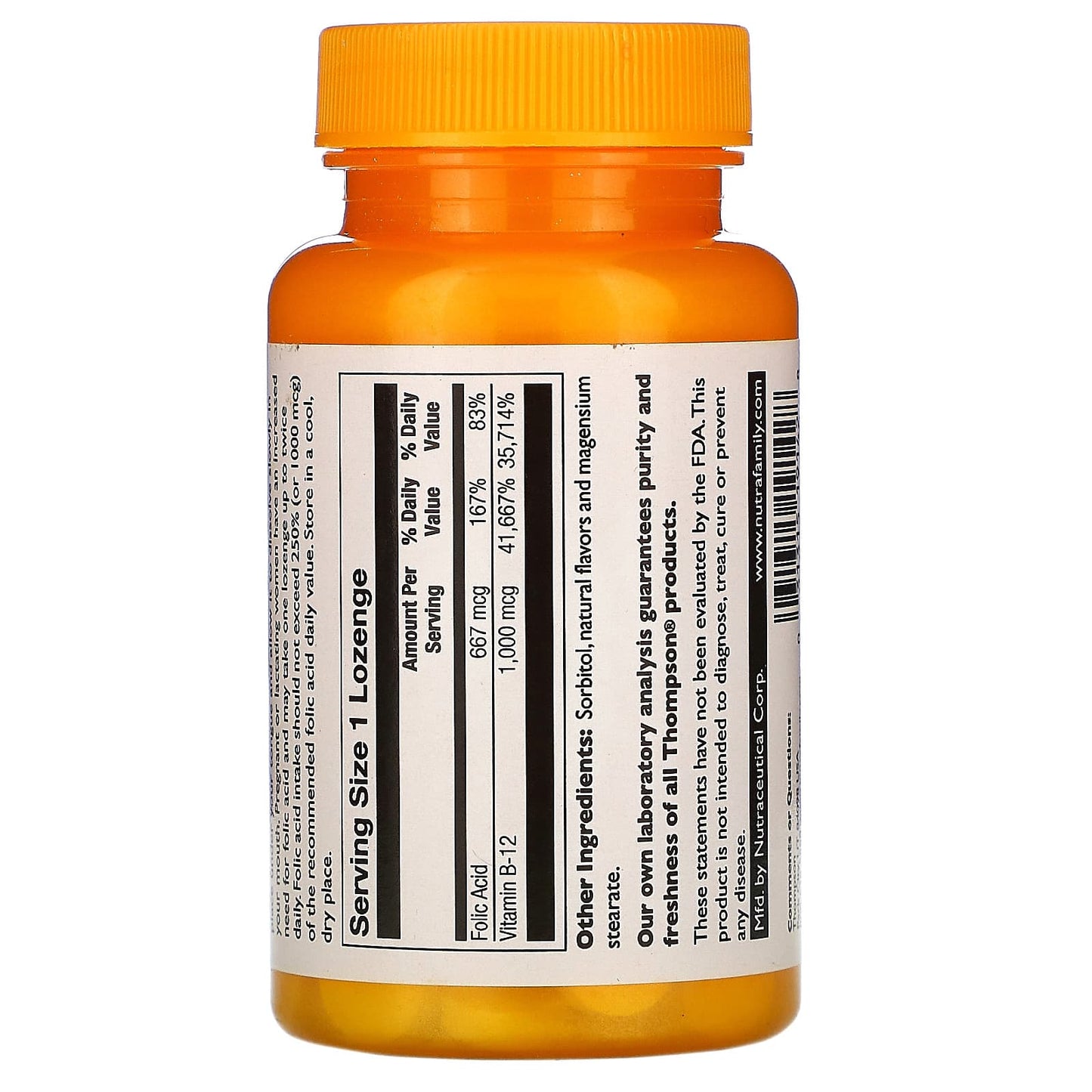 Thompson, Vitamin B-12 1000 Mcg, 30 Lozenges UPC 031315191428 | HiLife Vitamins