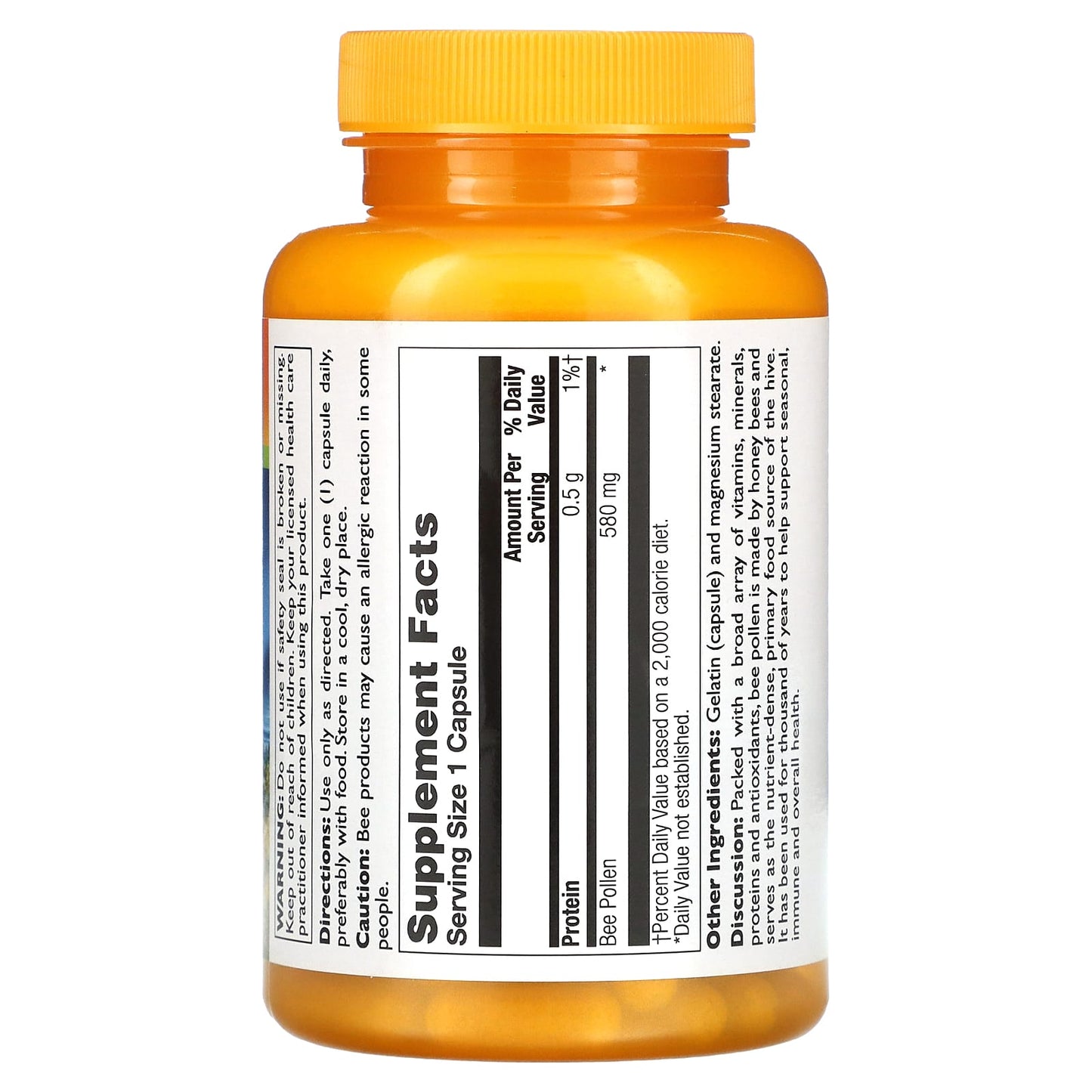 Thompson, Bee Pollen 580mg, 100 Capsules UPC 031315191626 | HiLife Vitamins