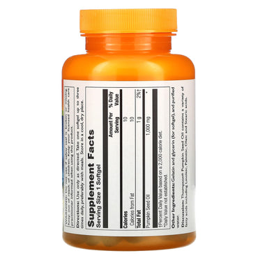 Thompson, Pumpkin Seed Oil 1000 mg, 60 Softgels UPC 031315193231 | HiLife Vitamins