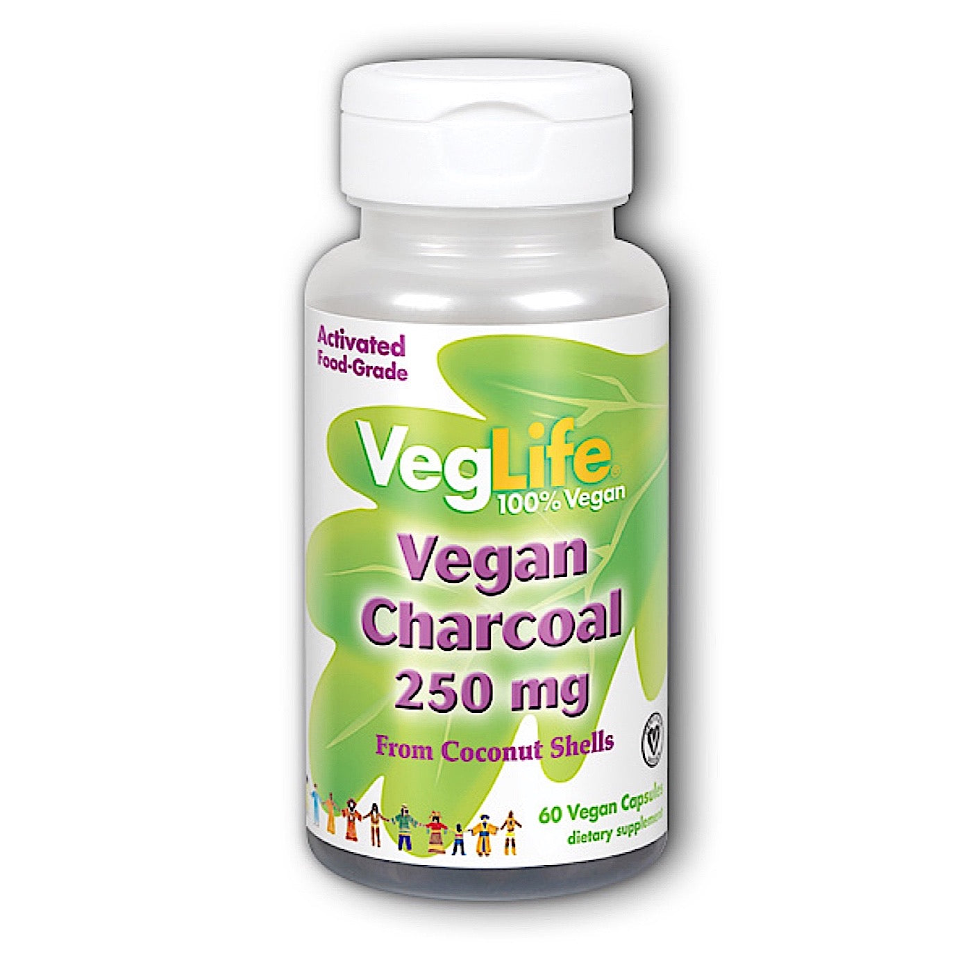 Veglife, Activated Charcoal 250 mg from Coconut Shells, 60 Vegan Capsules UPC 076280253955 | HiLife Vitamins