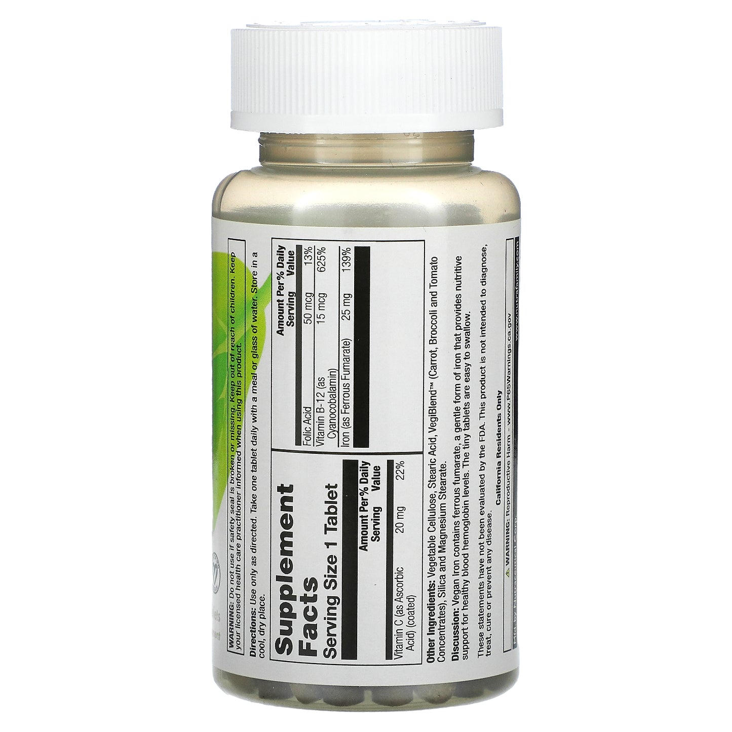 Veglife, VegLife, Vegan Iron, 25 mg, 100 Tablets UPC 076280746105 | HiLife Vitamins