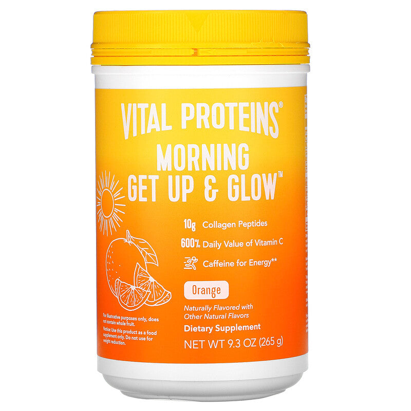 Vital Proteins, Morning Get Up & Glow, Orange, 9.3 oz UPC 850015883026 | HiLife Vitamins