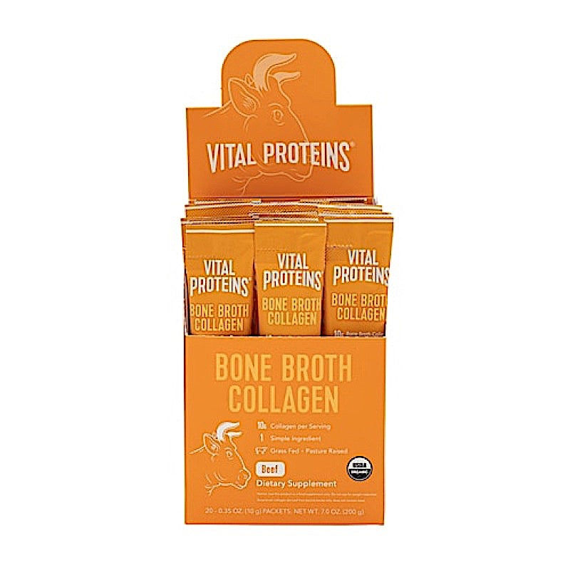 Vital Proteins, Organic Beef Bone Broth Stick Pack Box, 20 pks UPC 850232005553 | HiLife Vitamins