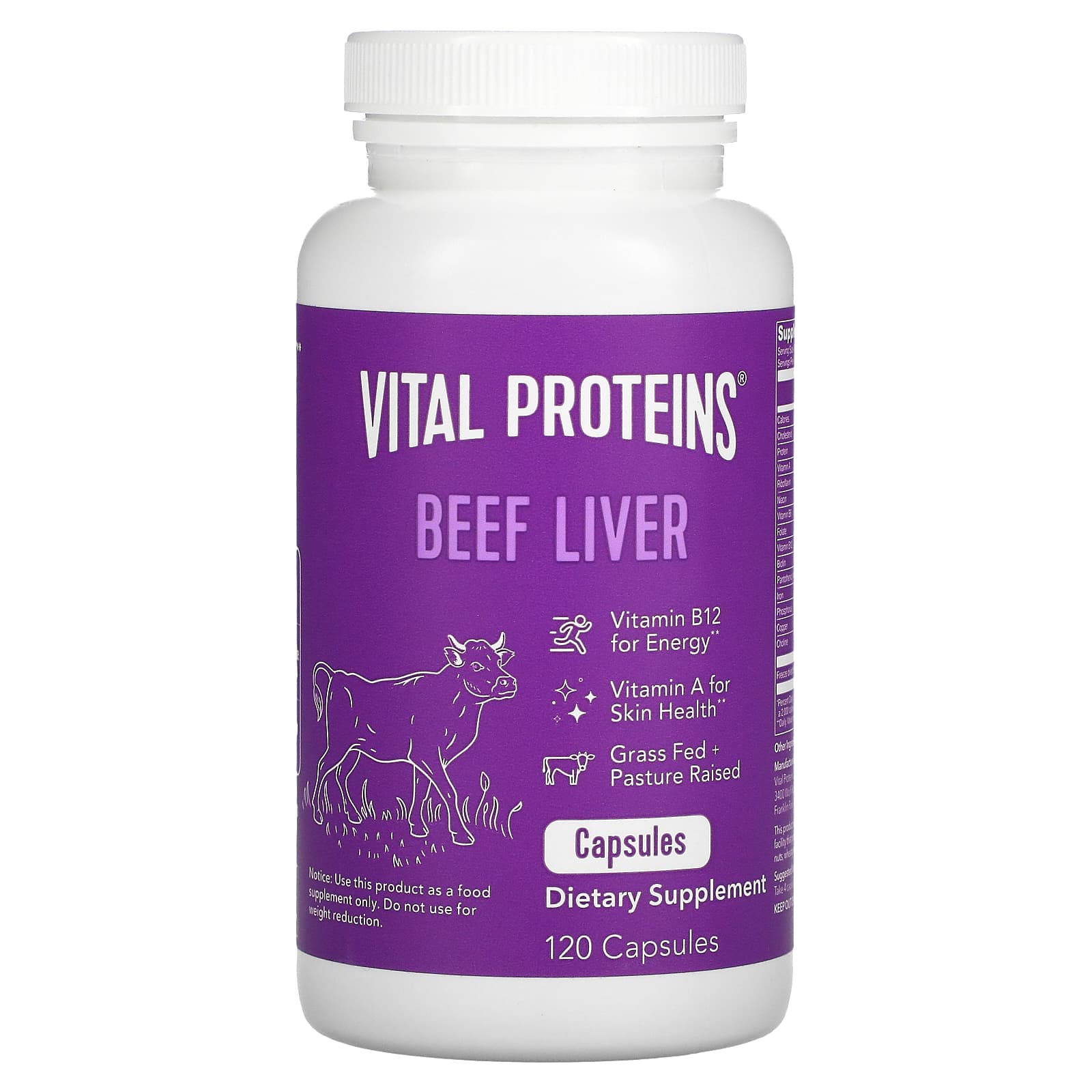 Vital Proteins, Beef Liver, 120 Capsules UPC 850232005157 | HiLife Vitamins