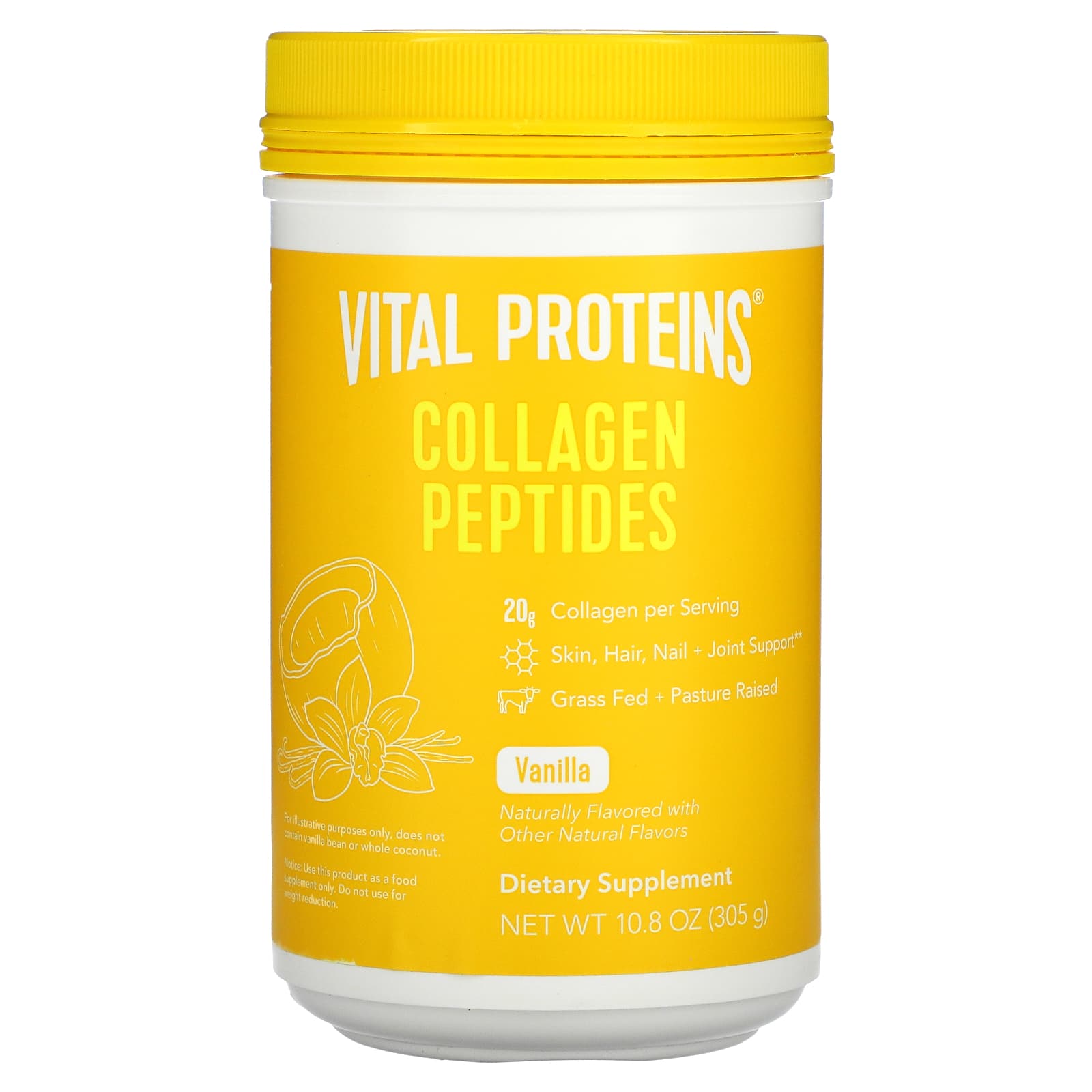 Vital Proteins, Collagen Peptides Vanilla & Coconut Water, 10.8 Oz UPC 850232005348 | HiLife Vitamins