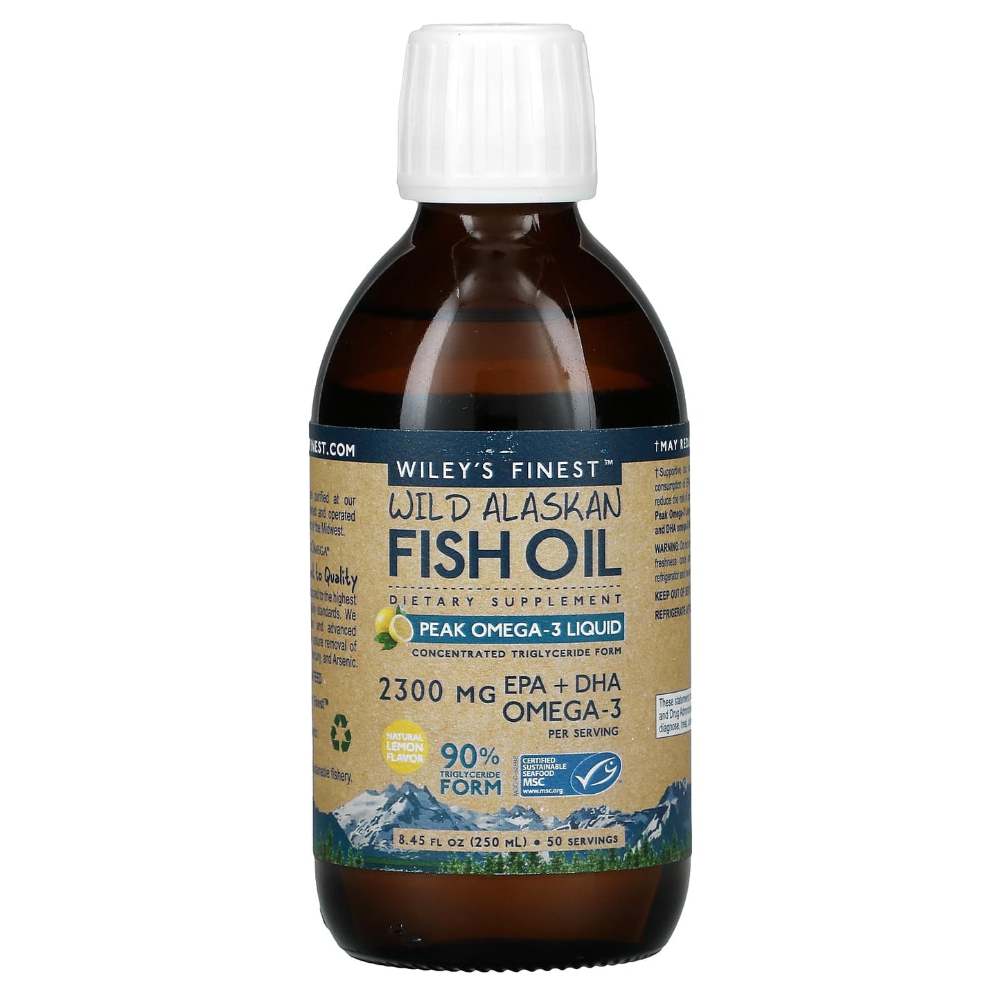 Wiley's Finest, Wild Alaskan Fish Oil Peak Omega-3 Liquid, 8 Oz UPC 857188004142 | HiLife Vitamins