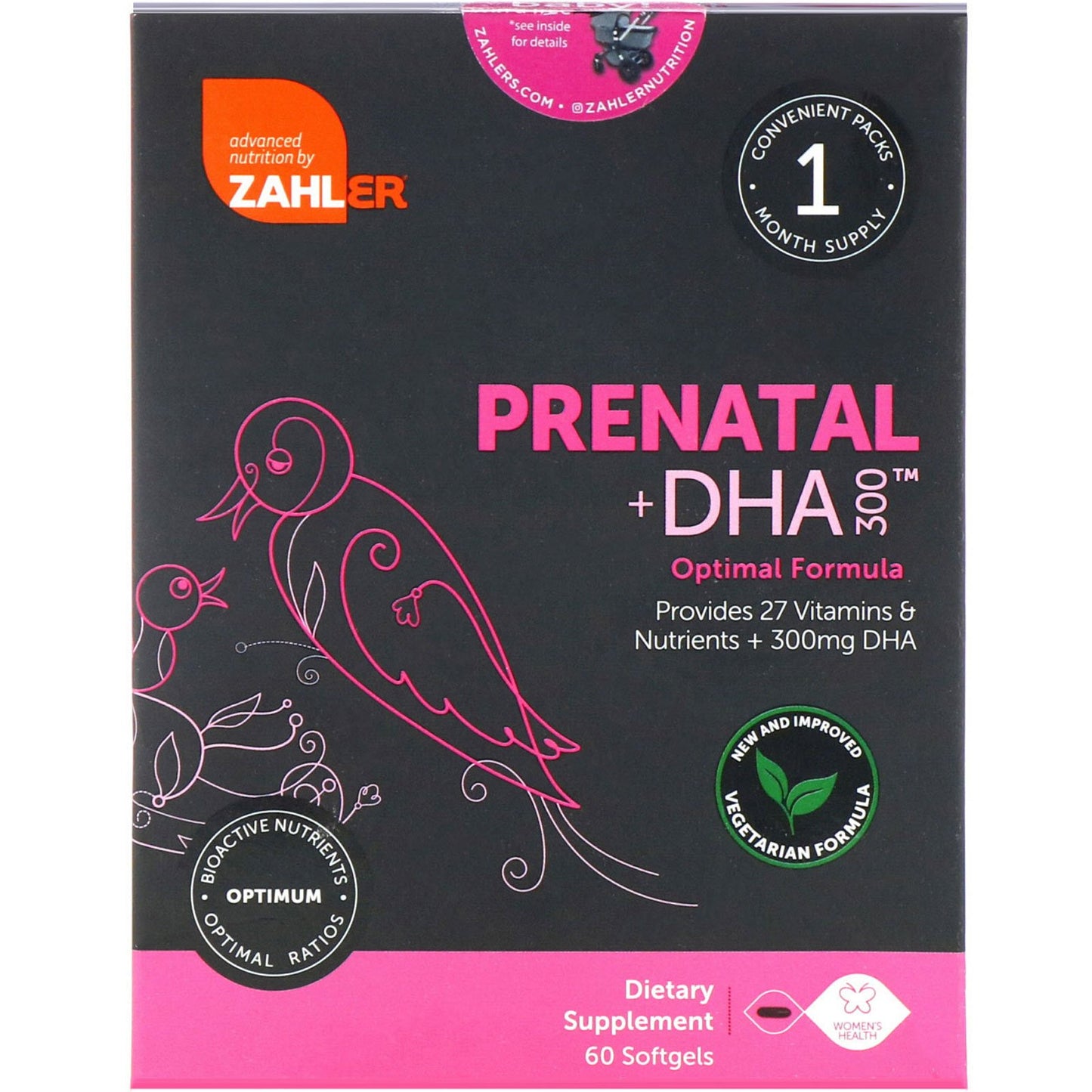 Zahler, Prenatal +DHA, 60 Softgels UPC 848998081812 | HiLife Vitamins