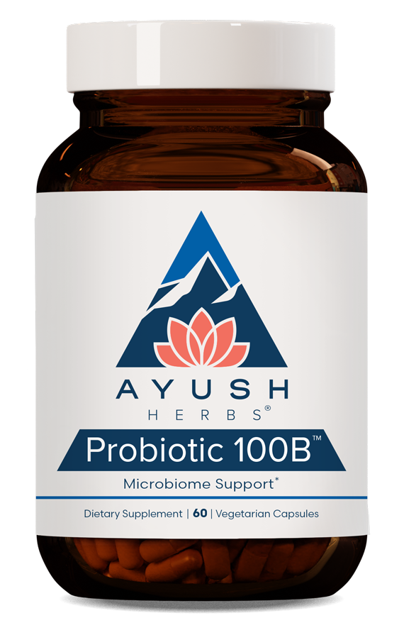 Ayush Herbs, Probiotic 100B, 60 Capsules UPC 891501001470 | HiLife Vitamins