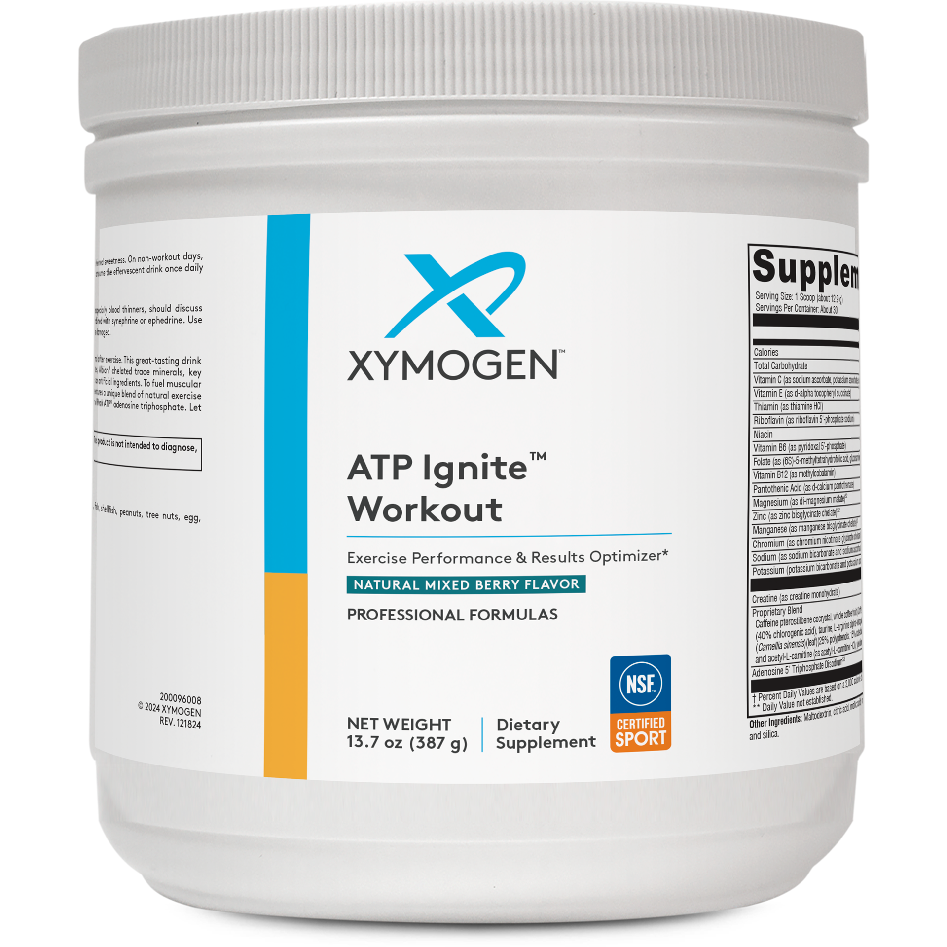 Xymogen, ATP Ignite™ Workout, Natural Mixed Berry Flavor, 30 Servings UPC 871149004965 | HiLife Vitamins