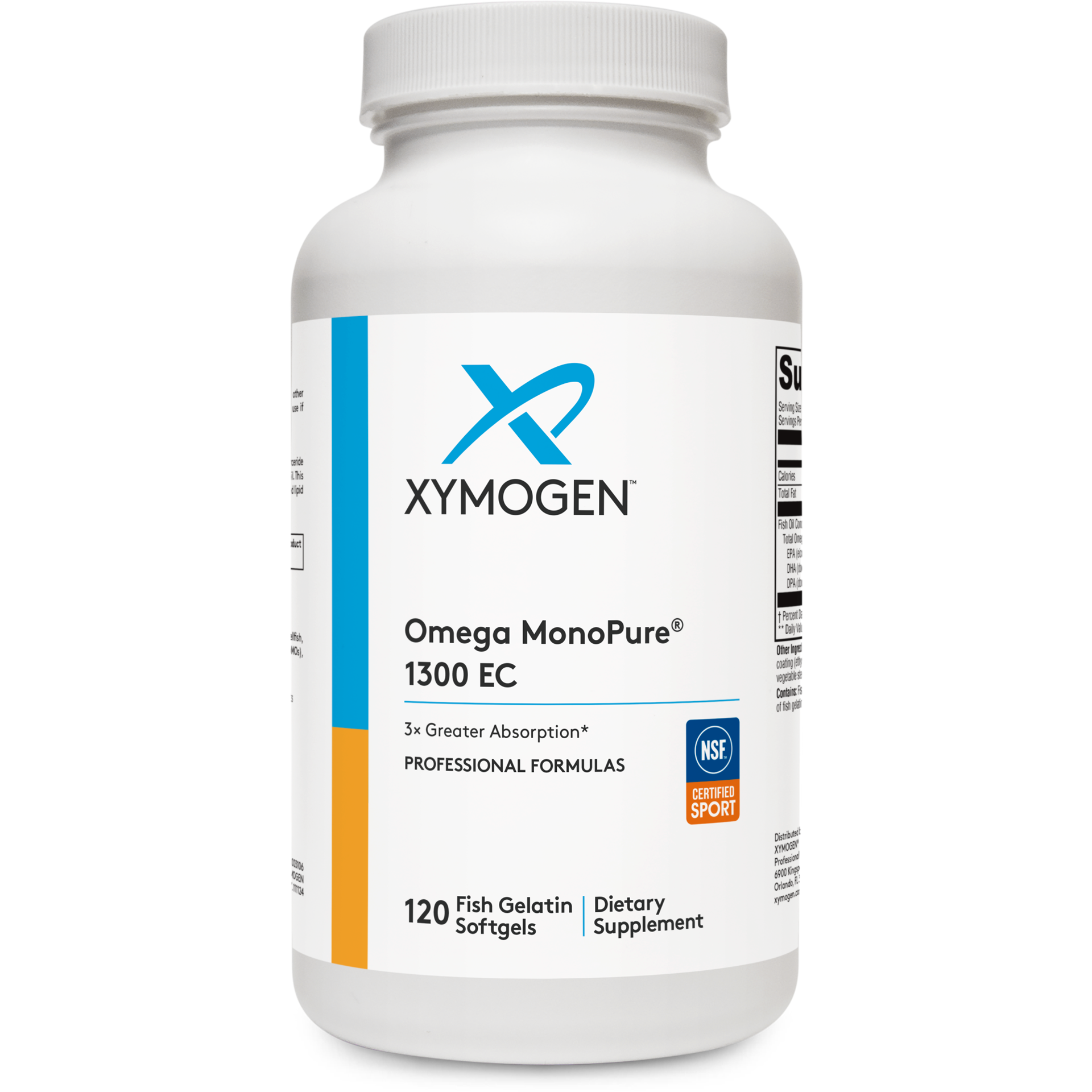 Xymogen, Omega MonoPure® 1300 EC, 120 Softgels UPC 871149004804 | HiLife Vitamins