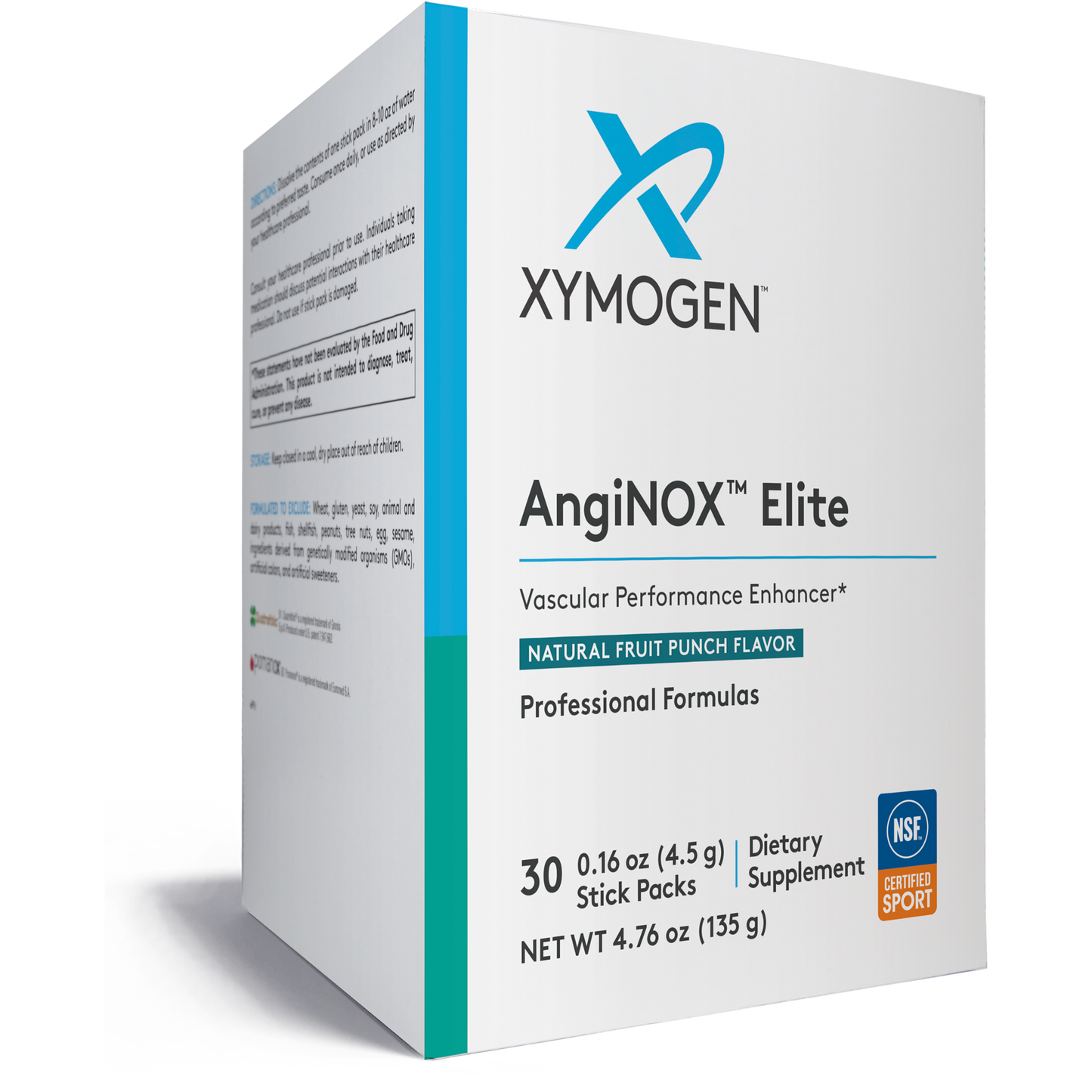 Xymogen, AngiNOX™ Elite, Natural Fruit Punch Flavor, 30 Stick Packs UPC 722537512671 | HiLife Vitamins