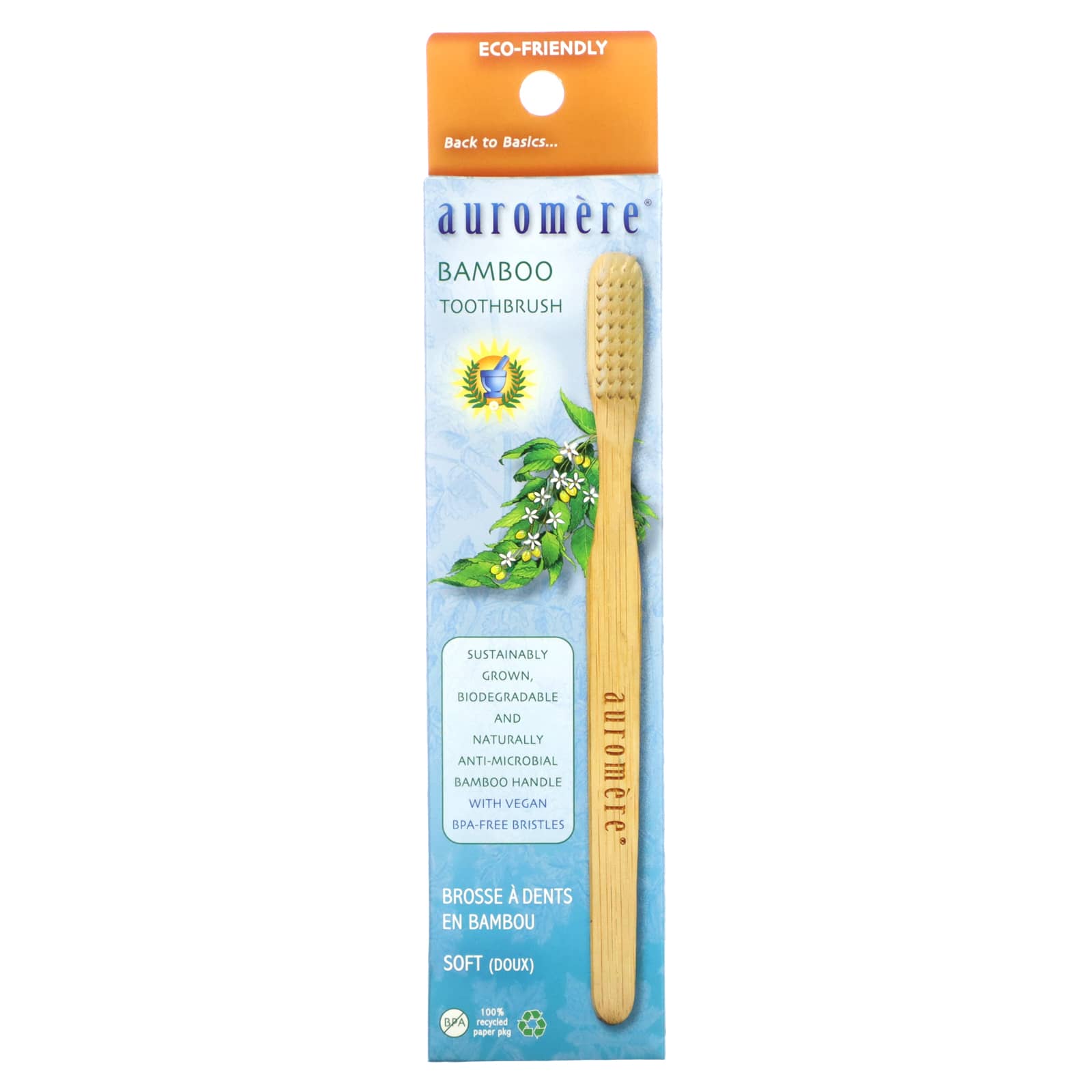 Auromere, Bamboo Toothbrush, 1 PC UPC 027275370010 | Hilife Vitamins