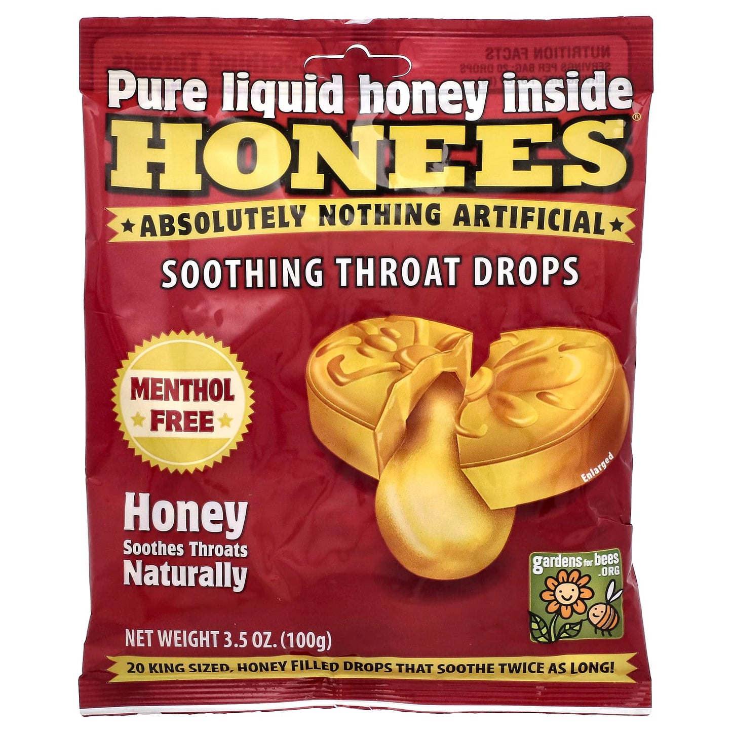 HONEES, Soothing Throat Drop Honey Menthol-Free Bag, 20 LOZENGE UPC 070650004086 | Hilife Vitamins