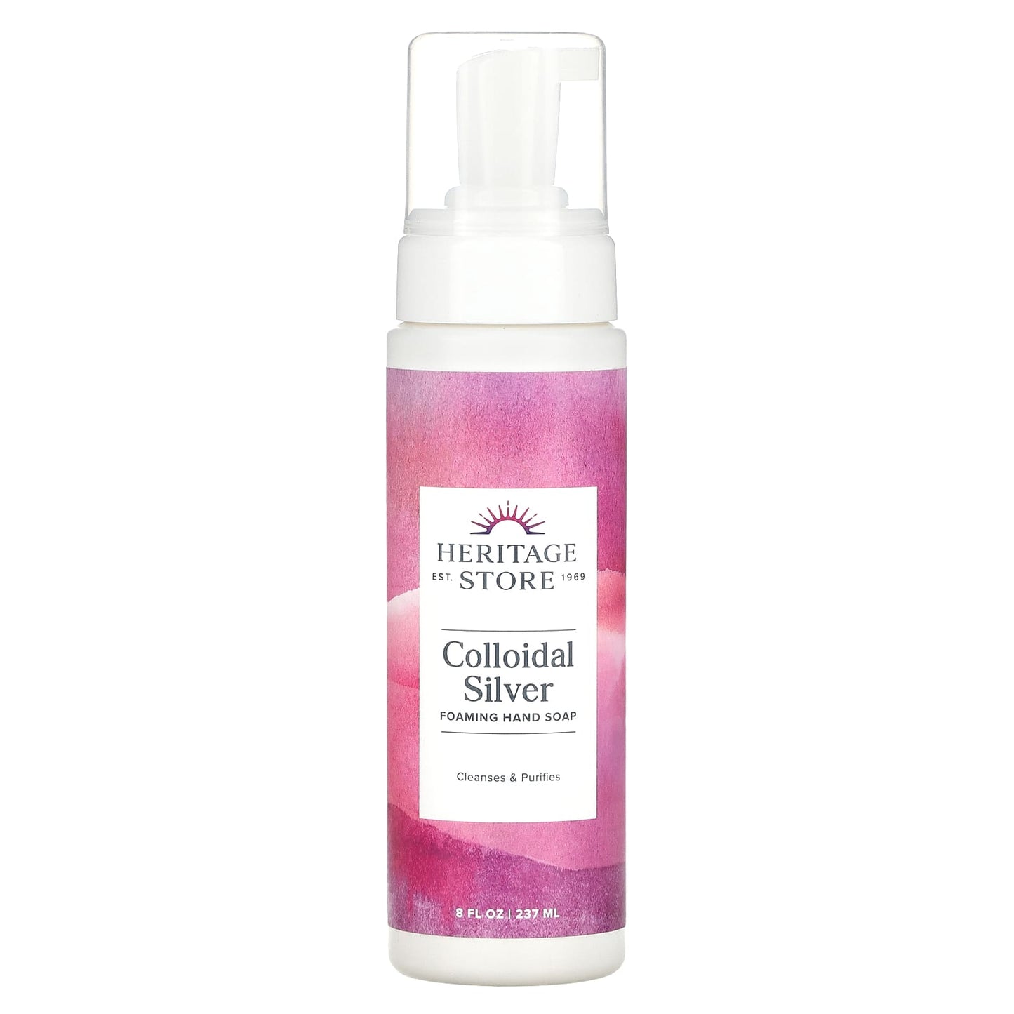 HERITAGE PRODUCTS, Colloidal Silver Foaming Soap Unscented, 8 OUNCE UPC 076970917709 | HiLife Vitamins