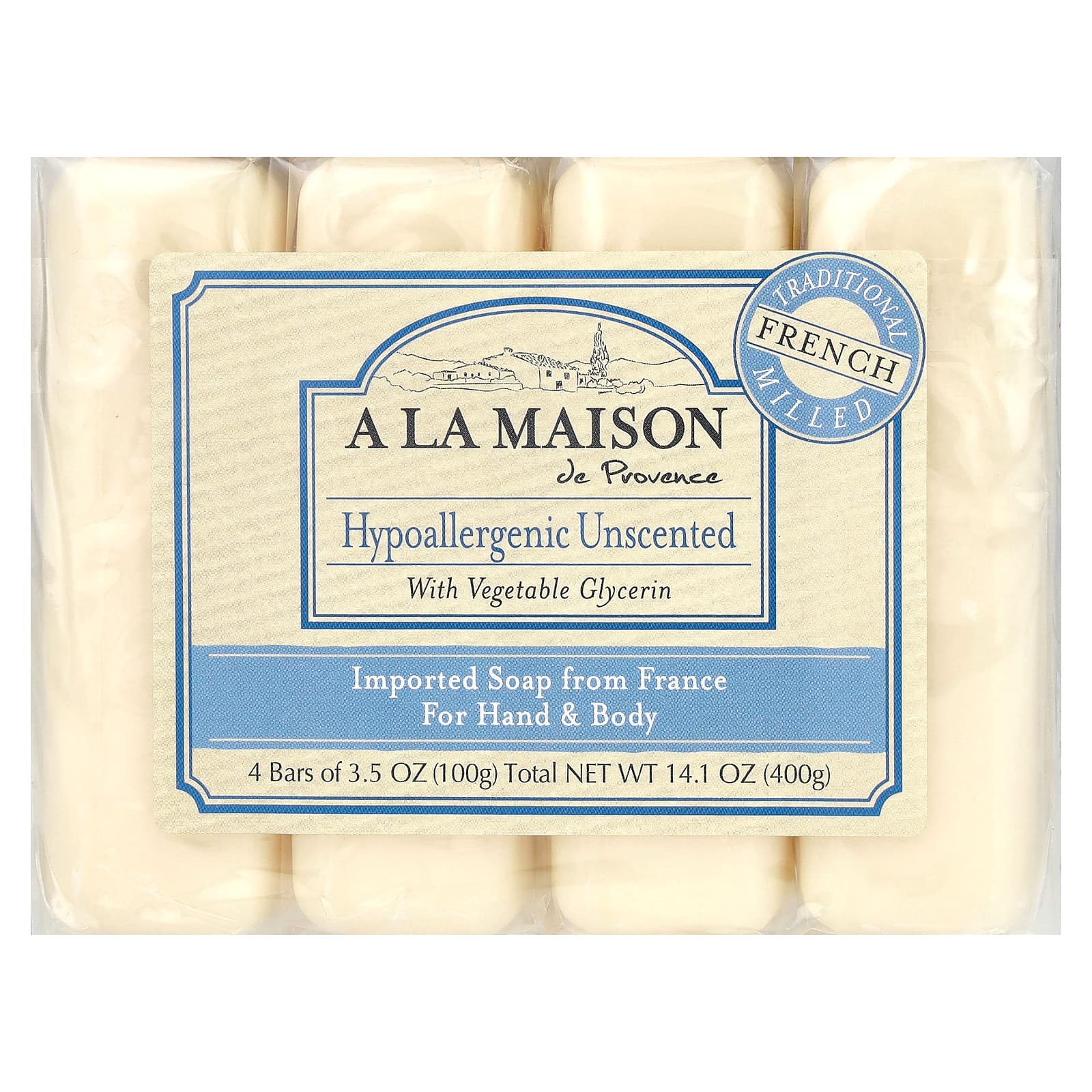 A LA MAISON, Bar Soap Value Pack Hypoallergenic Unscented, 4 CT UPC 182741000393 | Hilife Vitamins