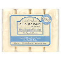 A LA MAISON, Bar Soap Value Pack Hypoallergenic Unscented, 4 CT UPC 182741000393 | Hilife Vitamins