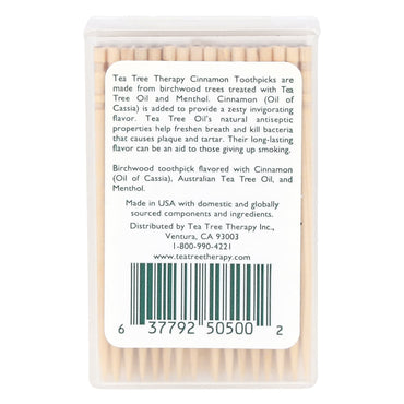 TEA TREE THERAPY, INC., Toothpicks Cinnamon, 100 CT UPC 637792505002 | Hilife Vitamins