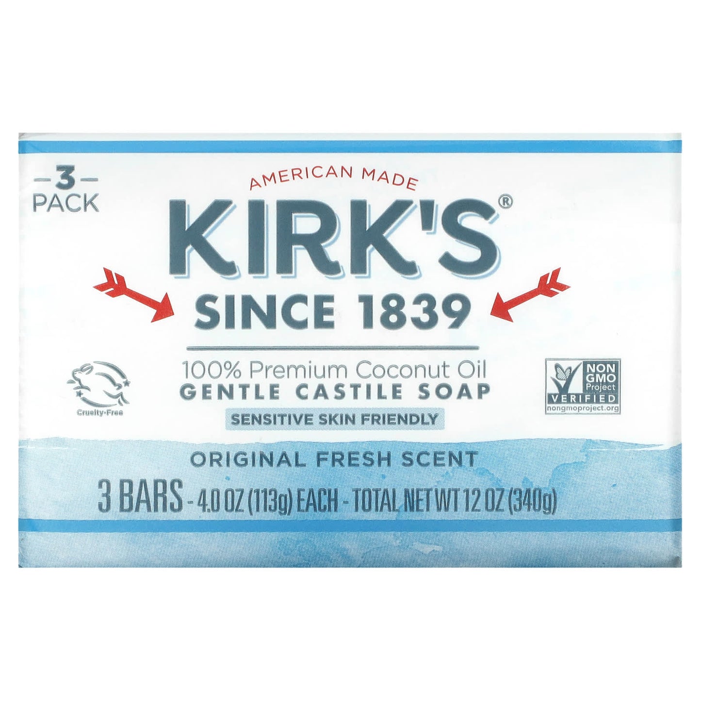 KIRK'S NATURAL, Castile Bar Soap Pack, 3 CT UPC 639844100081 | Hilife Vitamins