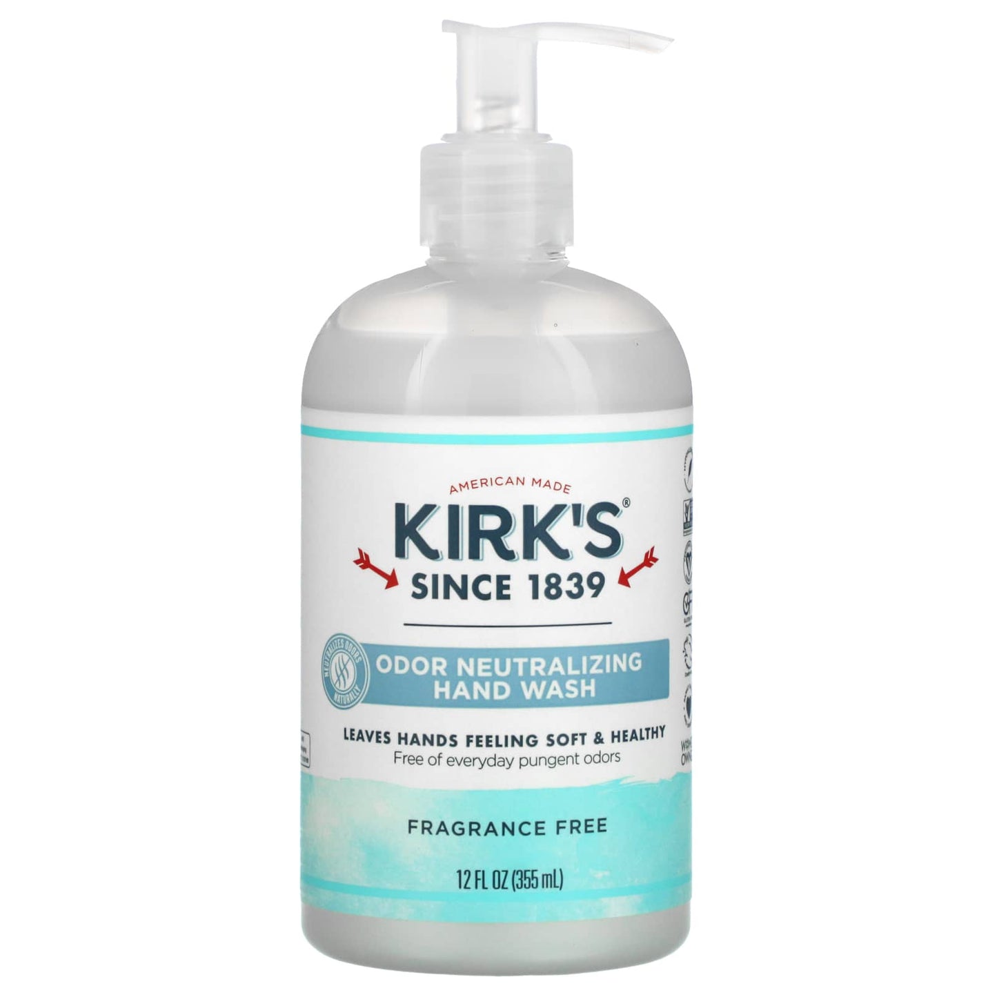 KIRK'S NATURAL, Odor Neutralizing Hydrating Hand Soap Fragrance-Free, 12 OUNCE UPC 639844110219 | HiLife Vitamins