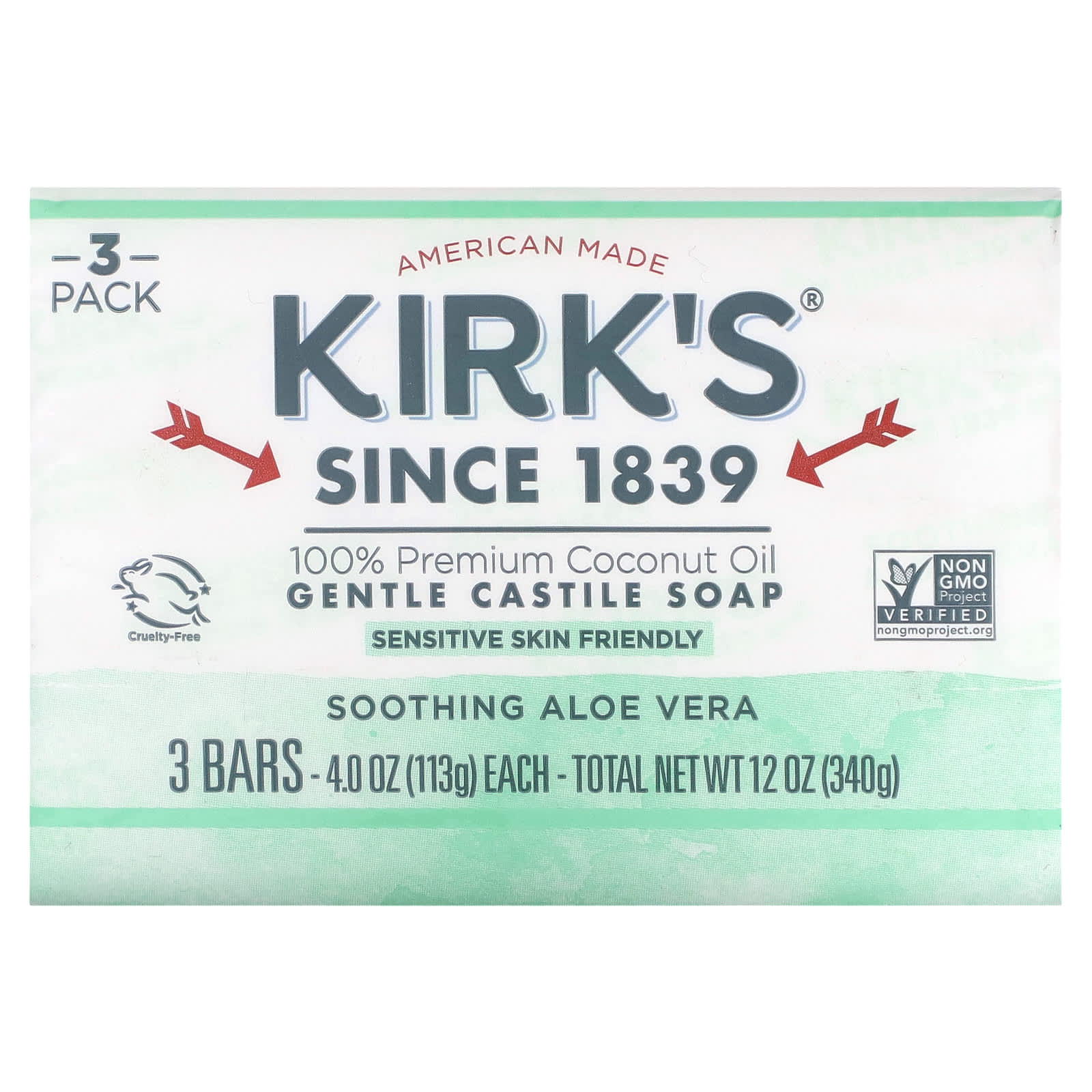 KIRK'S NATURAL, Castile Bar Soap Aloe Vera, 3 CT UPC 639844148205 | Hilife Vitamins