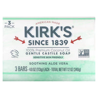 KIRK'S NATURAL, Castile Bar Soap Aloe Vera, 3 CT UPC 639844148205 | Hilife Vitamins