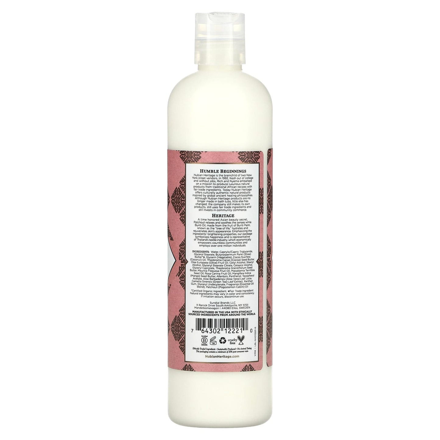 NUBIAN HERITAGE, Body Lotion Patchouli & Buriti Lotion, 13 OUNCE UPC 764302122210 | Hilife Vitamins