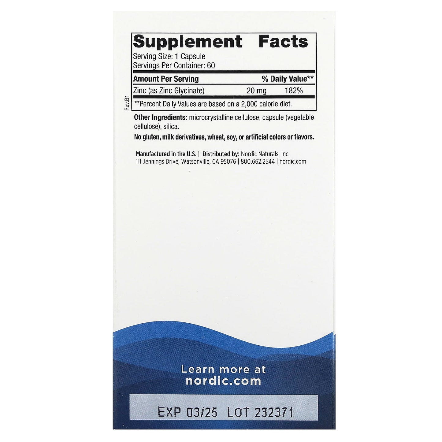 Nordic Naturals, Zinc Glycinate, 60 Capsules UPC 768990015366 | HiLife Vitamins